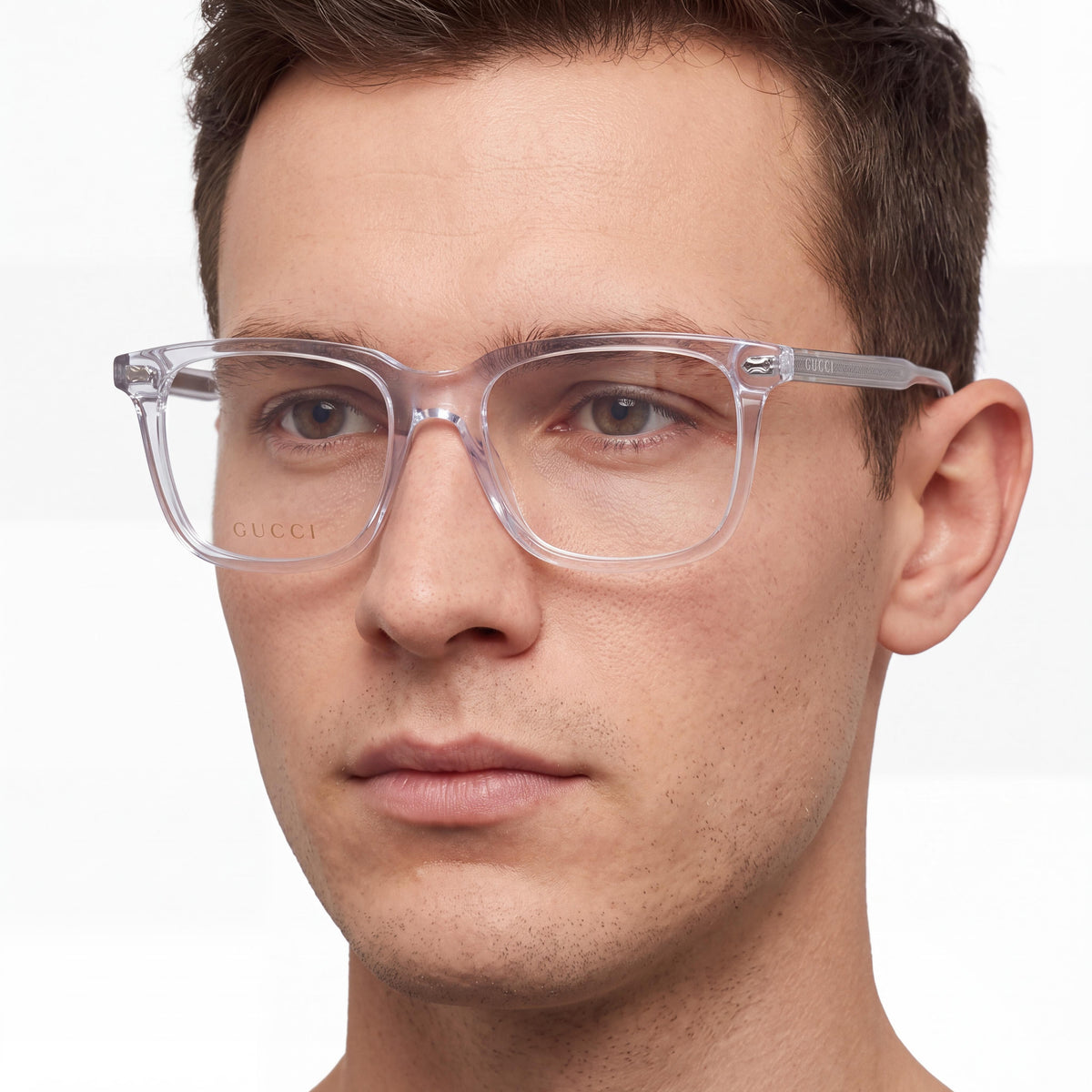 Gucci GG0737O Men's Square Crystal Plastic Frame Eyeglasses with 53mm Lens Width and 18mm Bridge, Photo 4