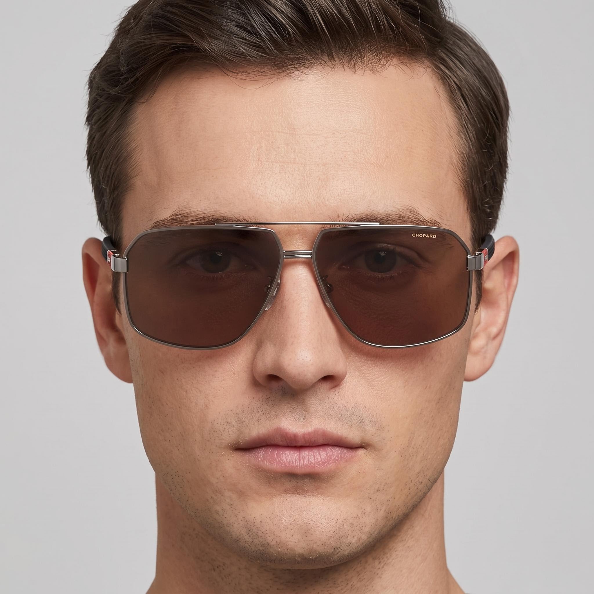 Chopard Schg89 Men's Metal Frame Total Shiny Ruthenium Sunglasses with Nylon Bio Based Lenses 66mm, Photo 4