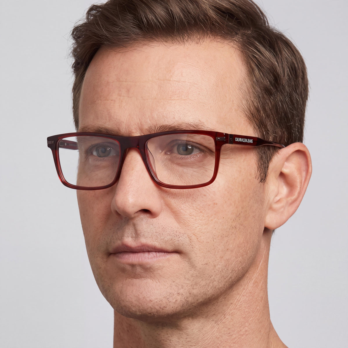 Gafas de graduación Calvin Klein Jeans temporales para hombre, montura de plástico oxblood de cristal, 55-18-145 mm, Photo 4