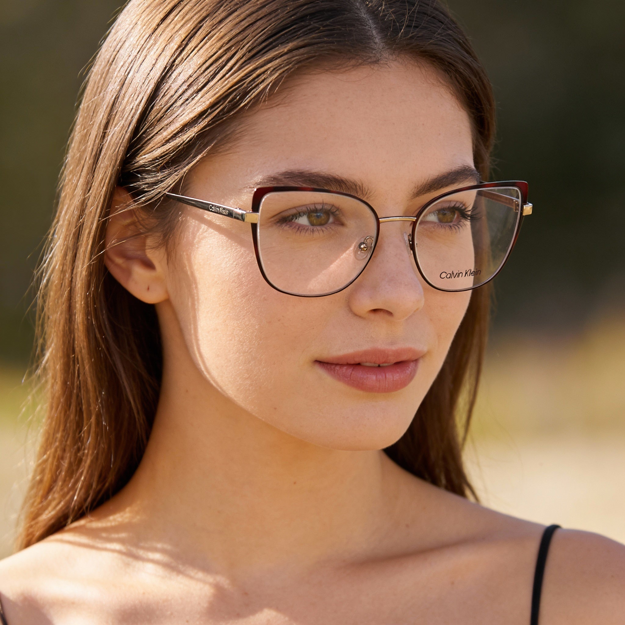 Calvin Klein Ck22101 Unisex Eyeglasses, Havana Gold Metal Full Rim Cat Eye Frame, Lens Width 54mm, Photo 6