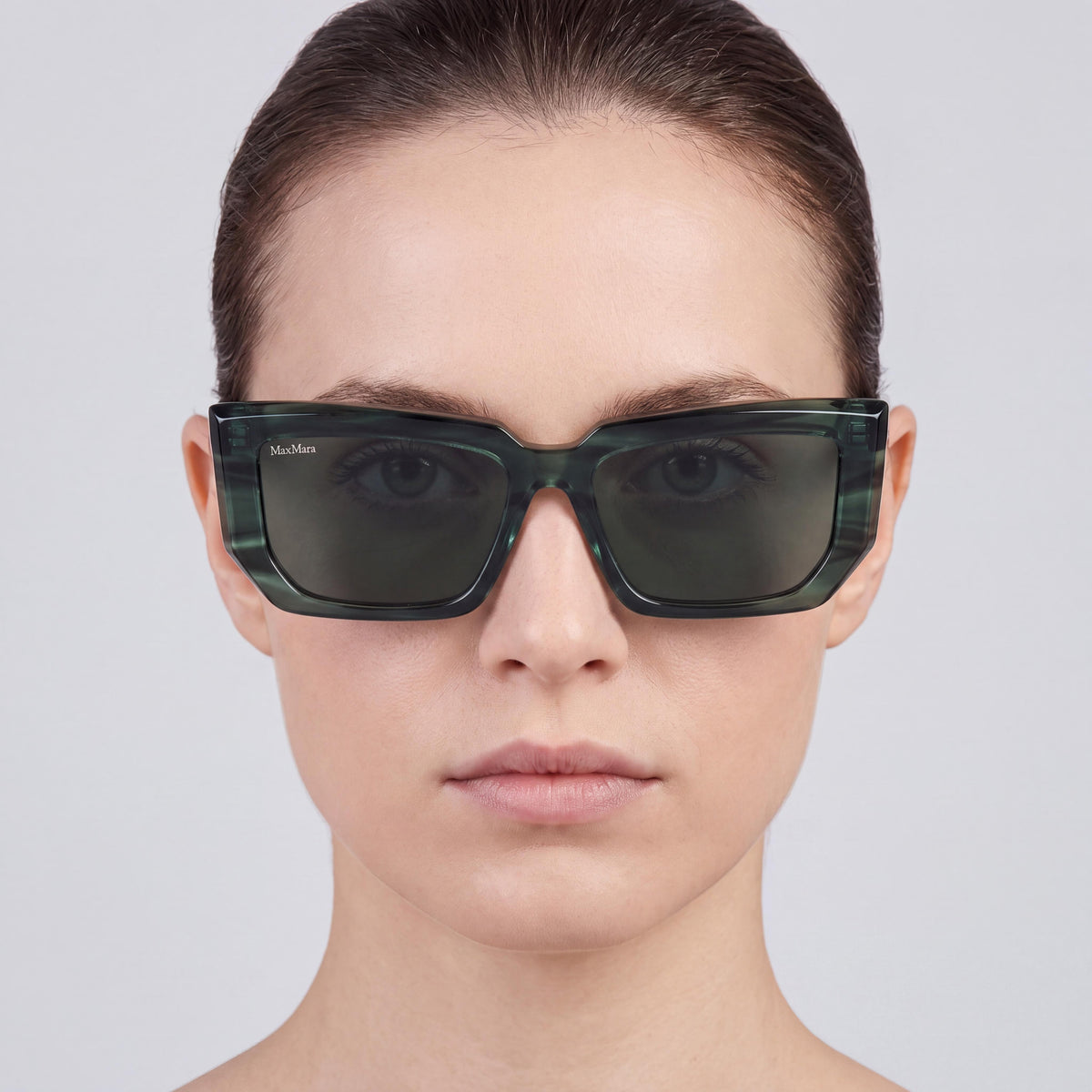 MaxMara Mm0126 Women's Non-Polarized Acetate Frame Eyeglasses, Dark Green Striped 54-16-140, Photo 5