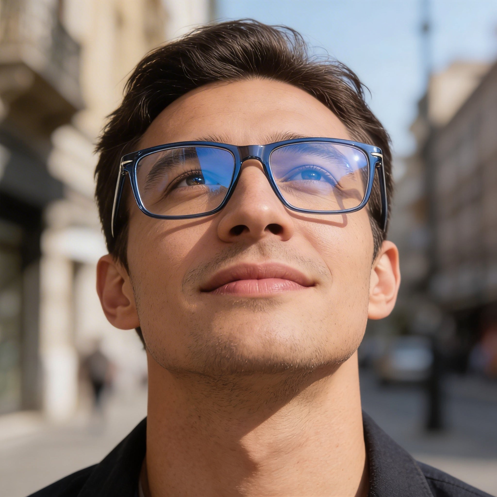 Gafas de Estilo Informal para Hombre Beckham con Montura de Acetato y Lentes de Plástico Transparente, Ancho de Lente 58mm, Photo 4