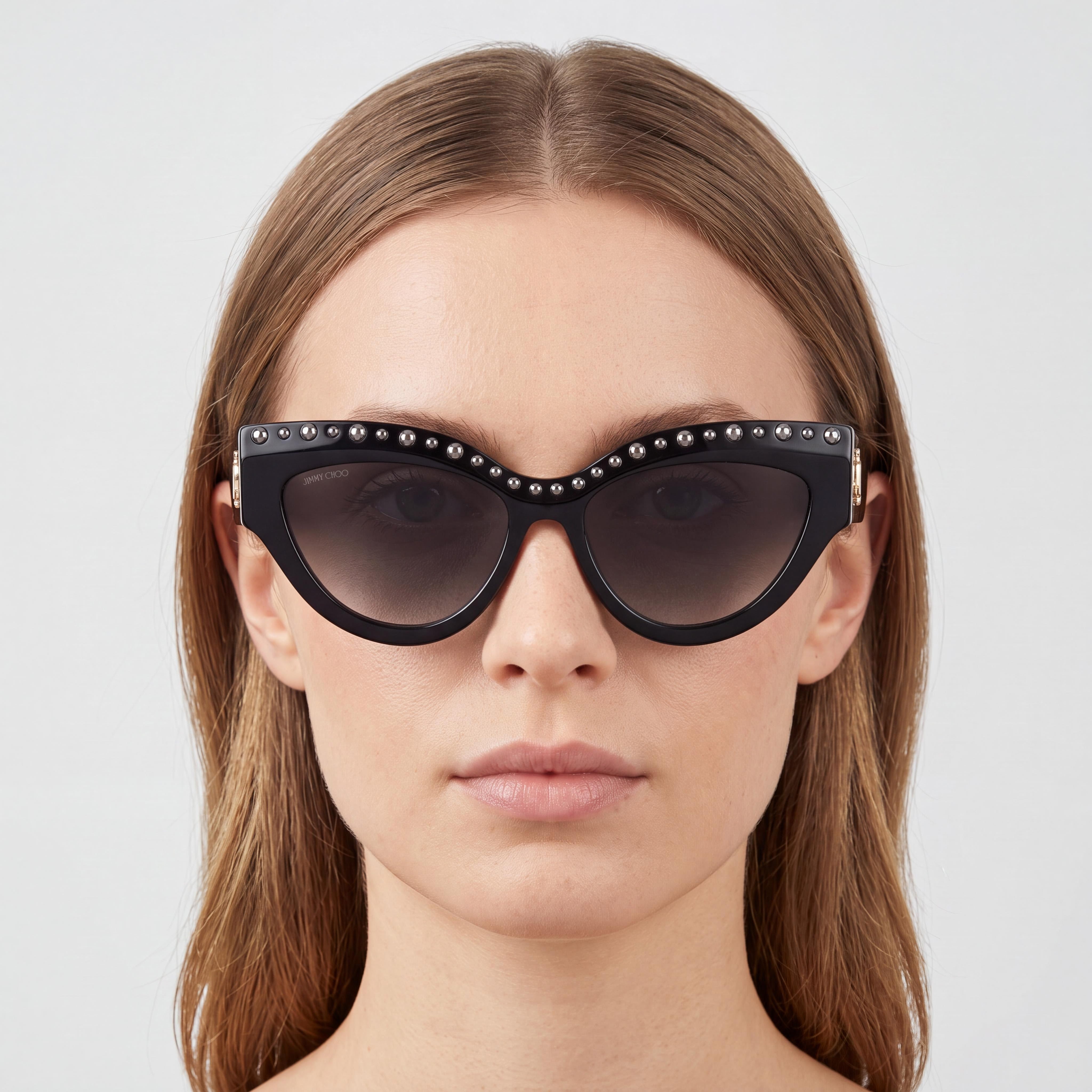 JIMMY CHOO Sonja/G/S Women's Sunglasses with Black Acetate Frame and UV Protected Black Lenses 55mm, Photo 4
