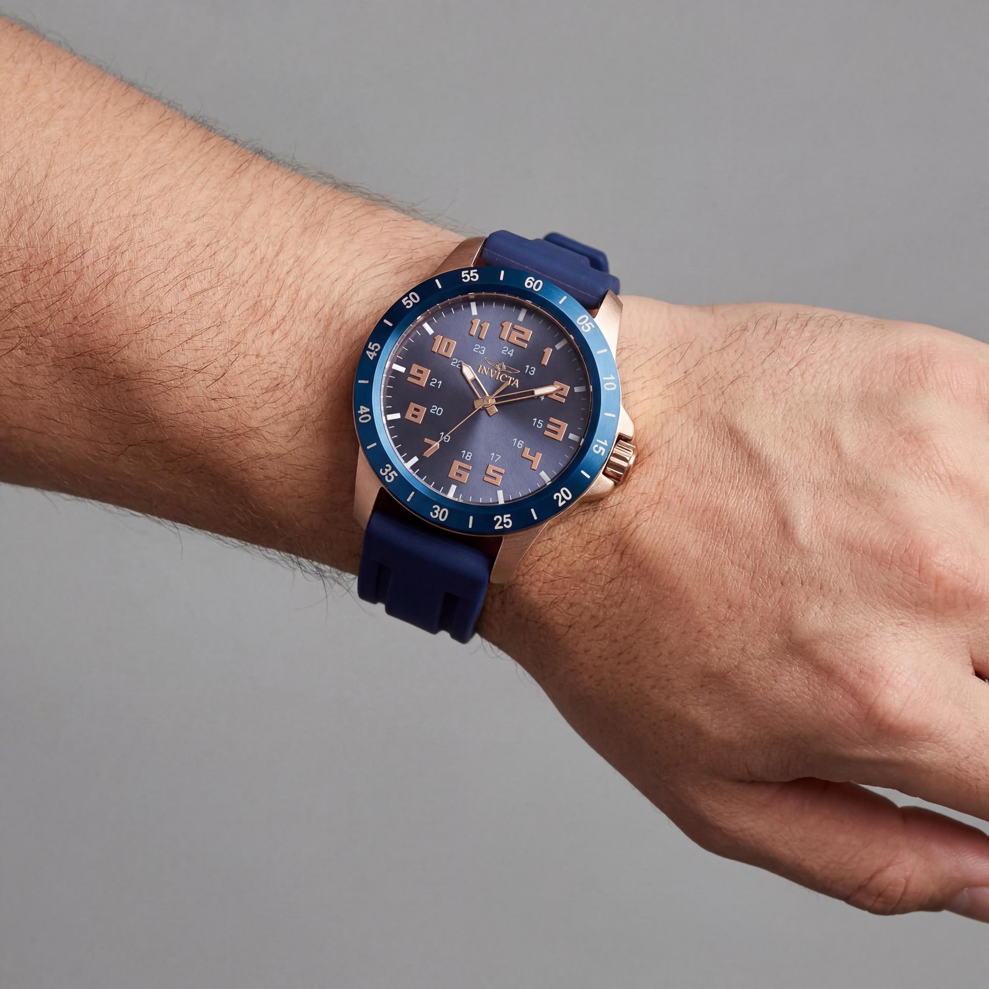 Invicta IN-40001-AMZUK Men's 45mm Stainless Steel Blue Dial Silicone Strap Flame Fusion Crystal Rose Gold Watch, Photo 3