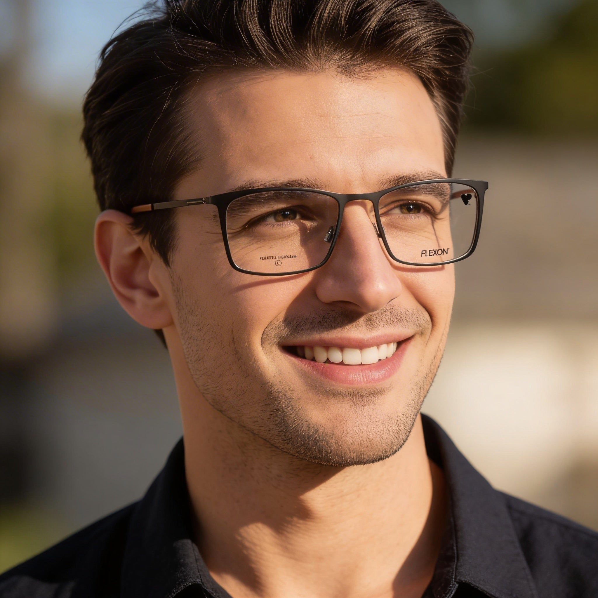 Monturas ópticas Flexon para hombre en color gris plomo mate sepia, con lentes de demostración transparentes, listas para lentes graduadas personalizadas, Photo 4
