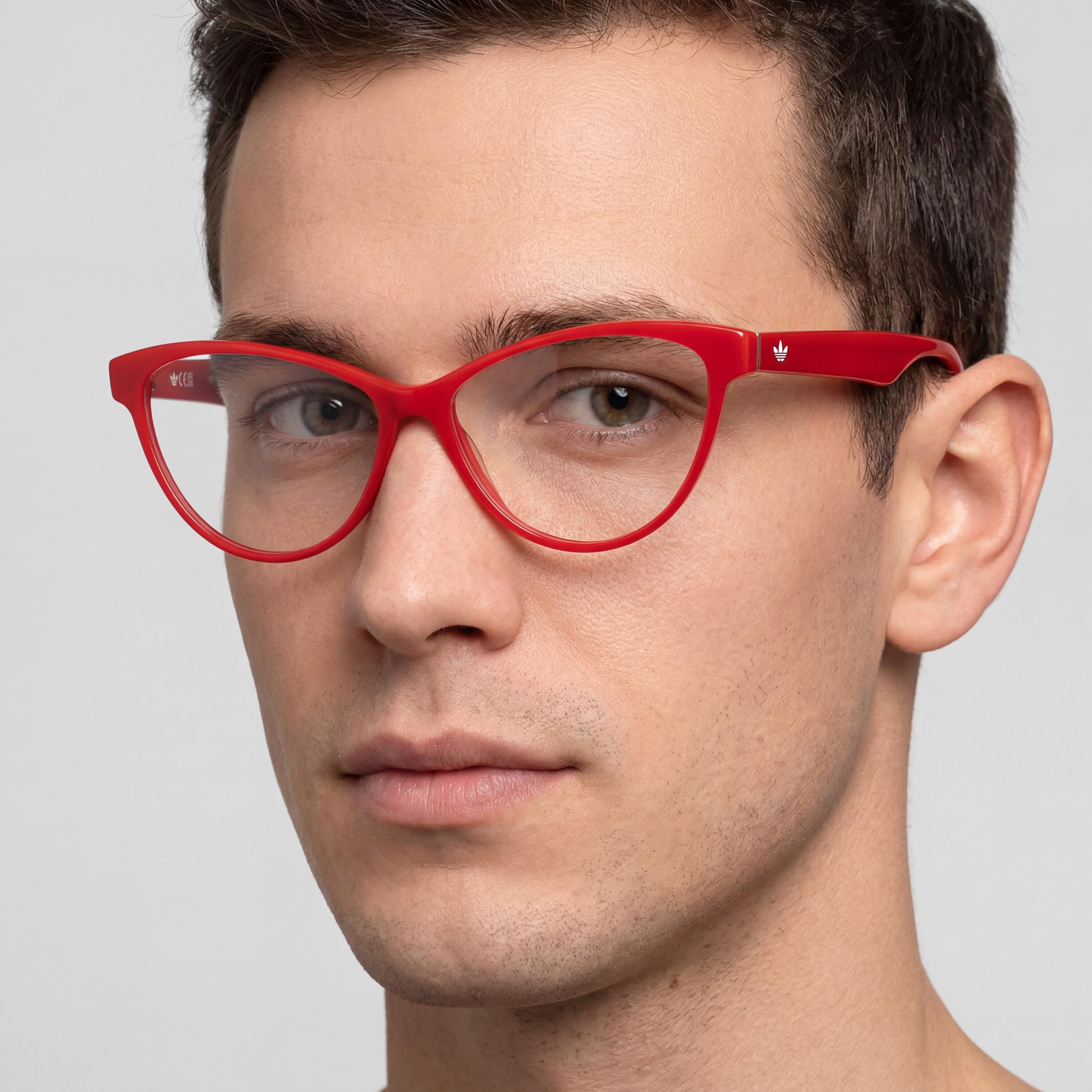 Gafas Adidas Originals Or5084 para hombre con montura de plástico rojo oscuro brillante y lentes transparentes 54-14-145, Photo 4