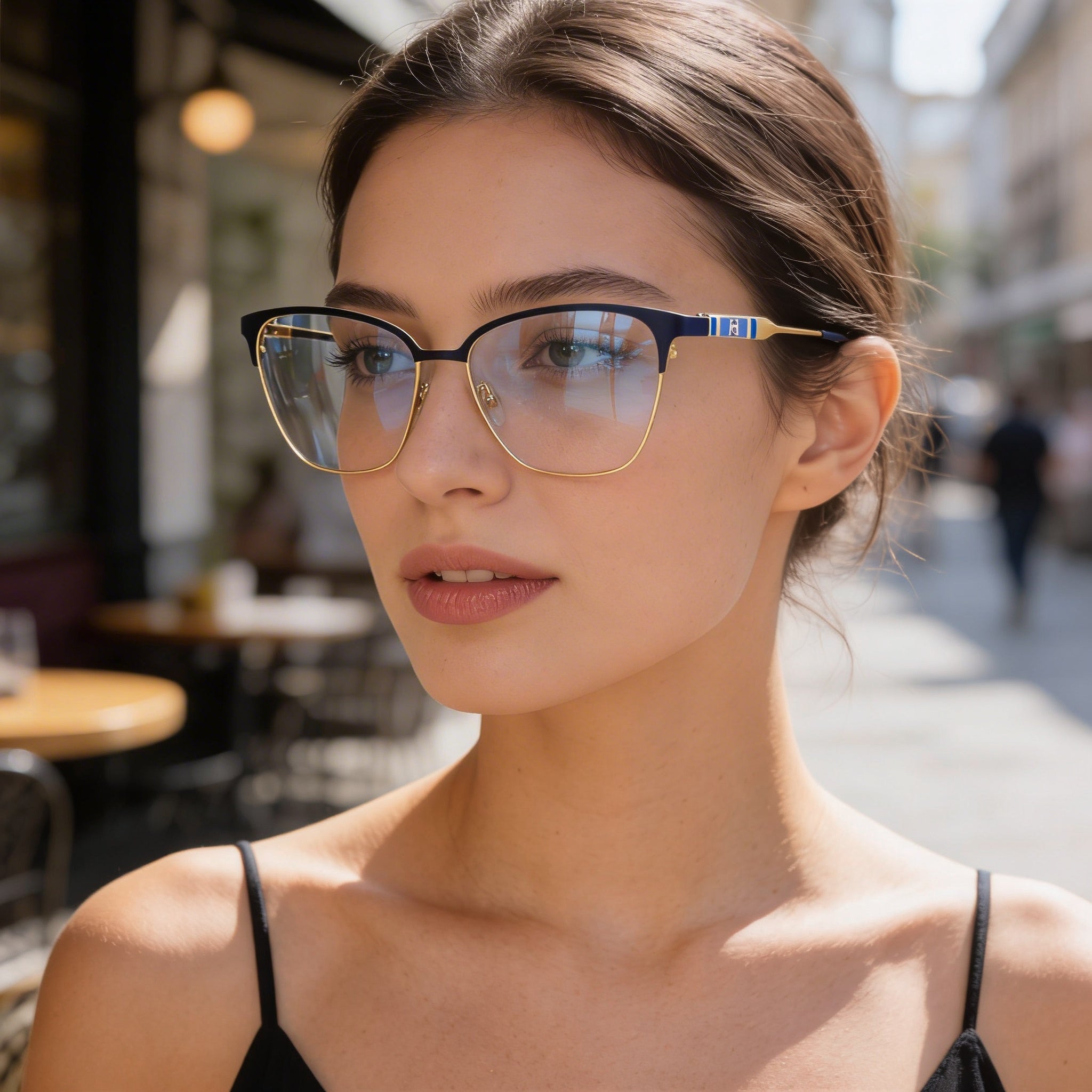 Carolina Herrera Her 0119 Modern Women's Alloy Steel Frame Polycarbonate Gold Blue Lens Sunglasses 56mm, Photo 4