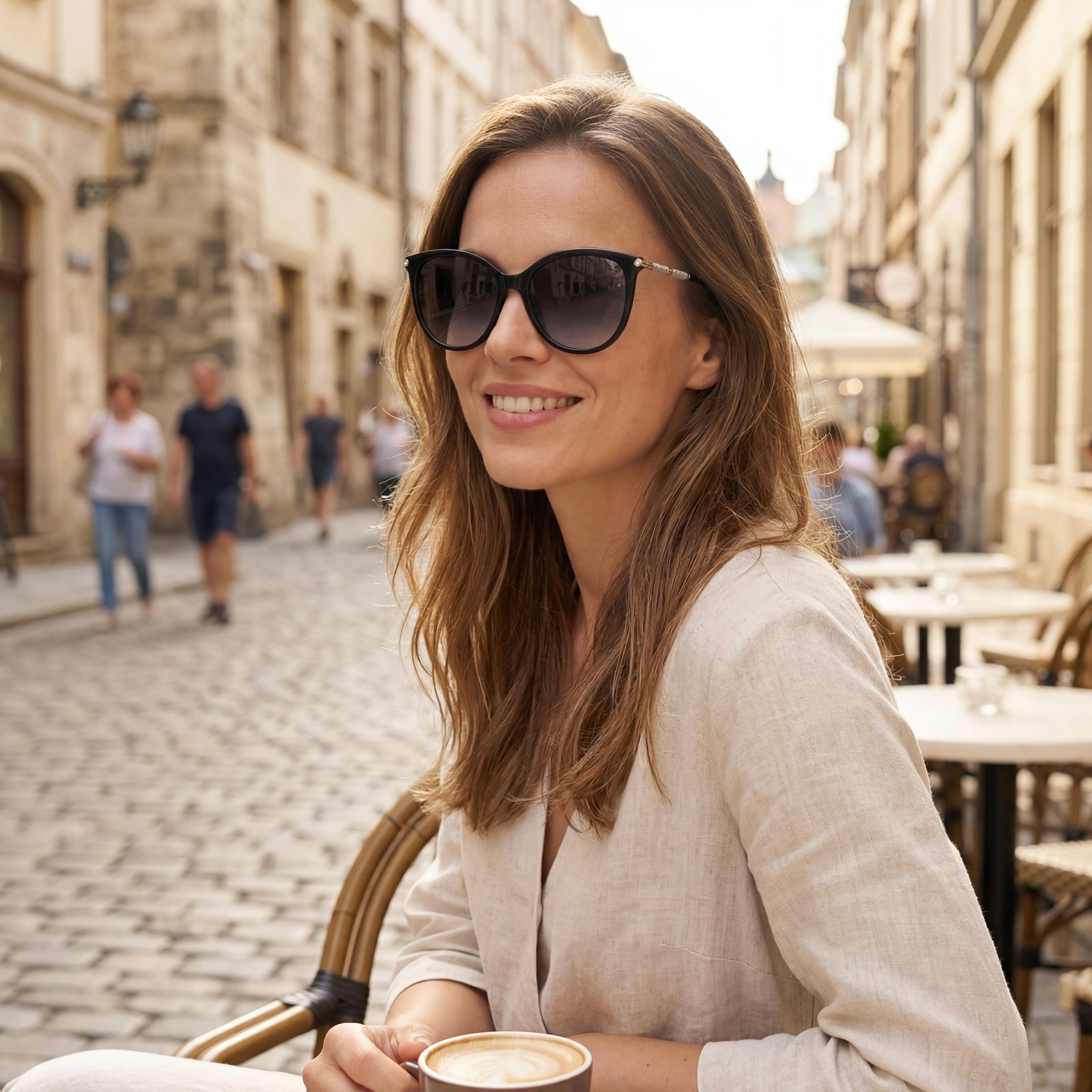 Carolina Herrera Her 0189/G/S Gafas de sol de mujer con protección UV, armazón de plástico, color negro/dorado, sombreado gris oscuro 57 mm, Photo 5