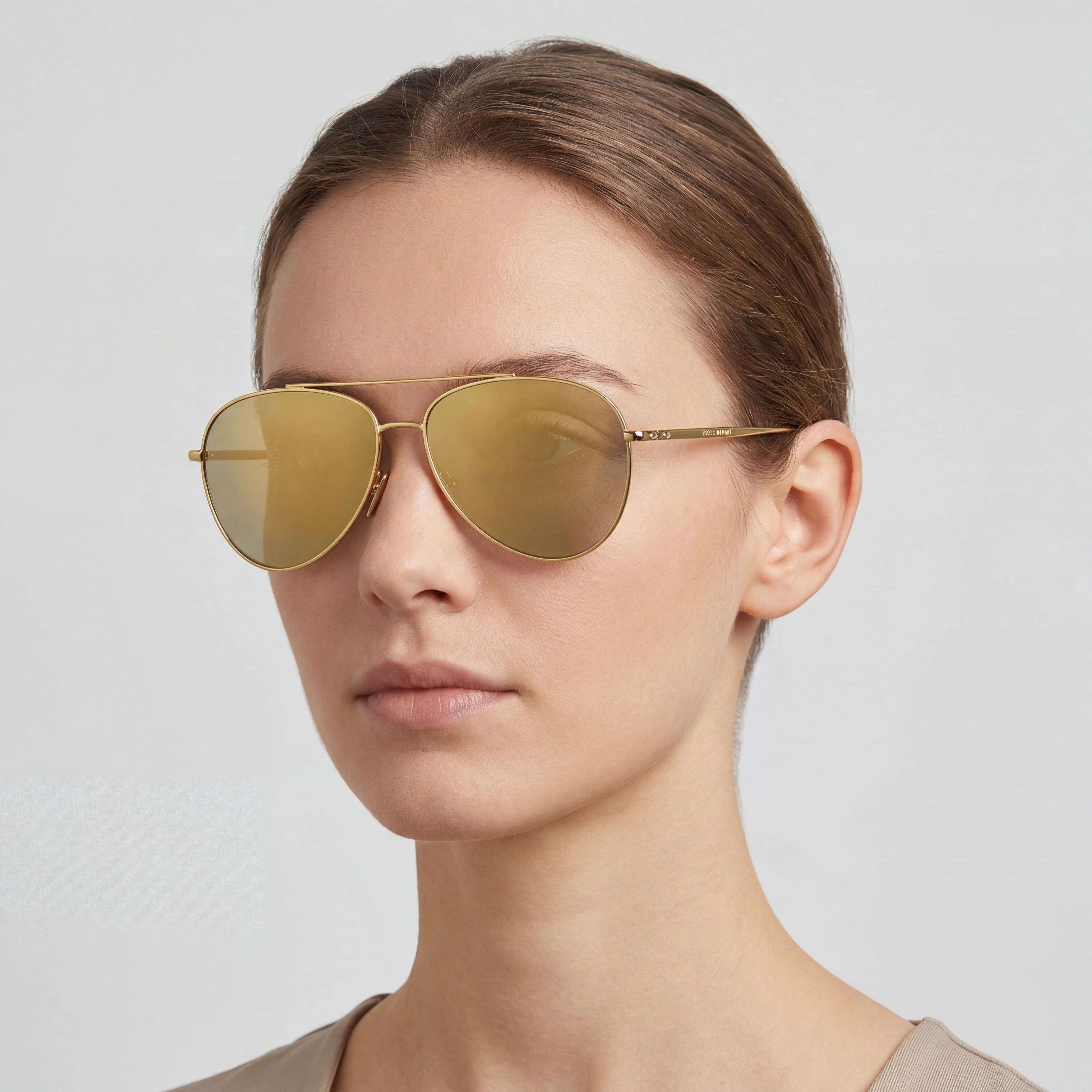 Gafas de sol Isabel Marant Im0011s de metal con forma de aviador para mujer con montura amarilla y lentes amarillas espejadas marrones, tamaño 60 mm, Photo 4