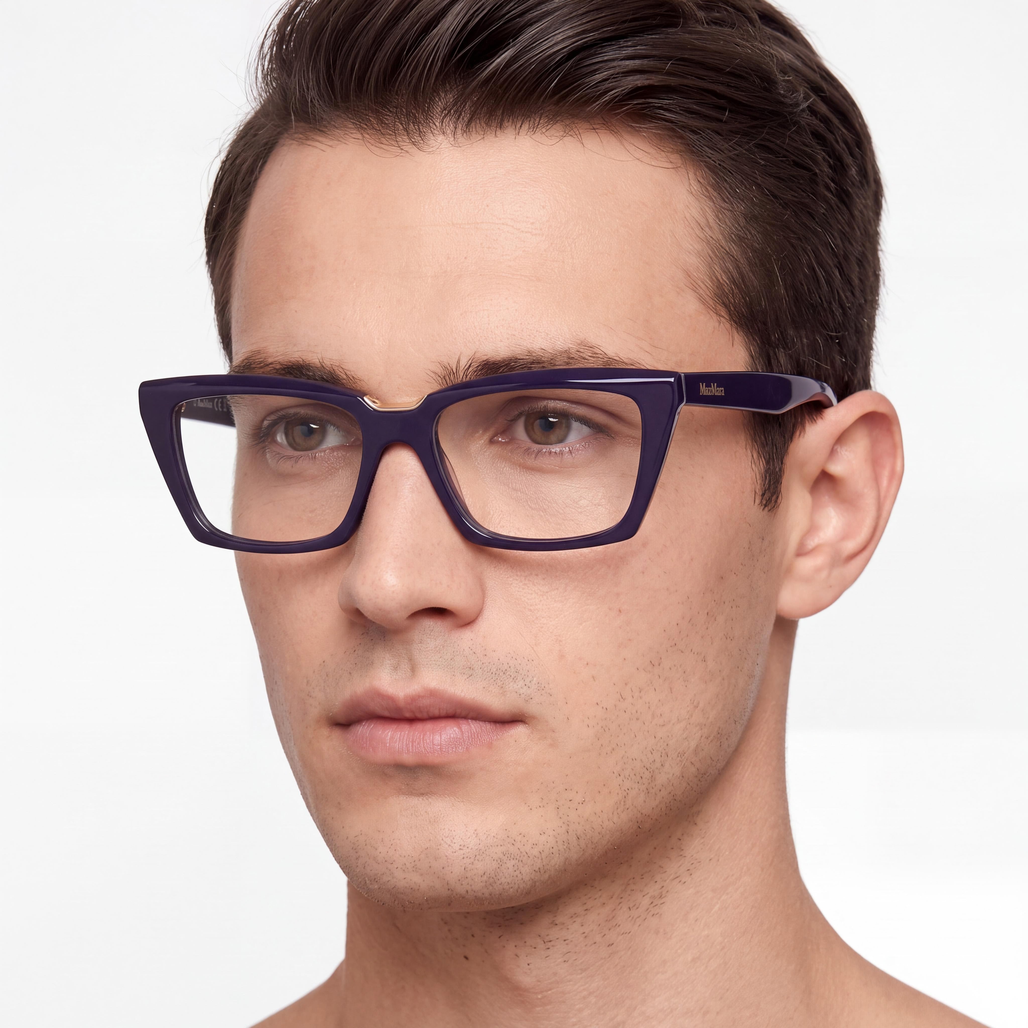 MaxMara MM5180 090 Unisex Shiny Blue Plastic Frame Eyewear with Polycarbonate Lenses, 53mm, Photo 5