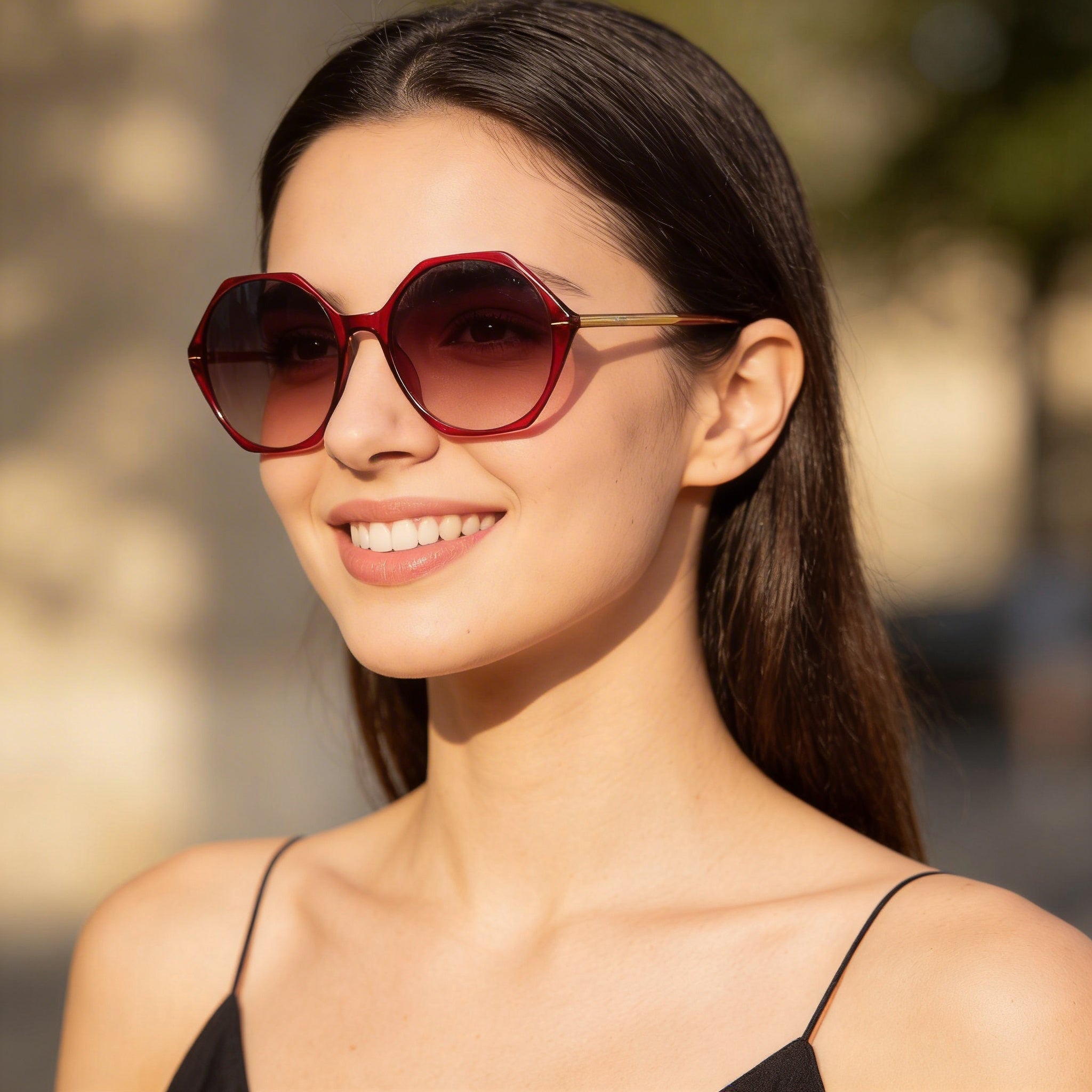 Gafas de sol Hugo Boss ligeras y minimalistas para mujer con montura de magnesio color cereza y protección UV 56-18-140, Photo 5