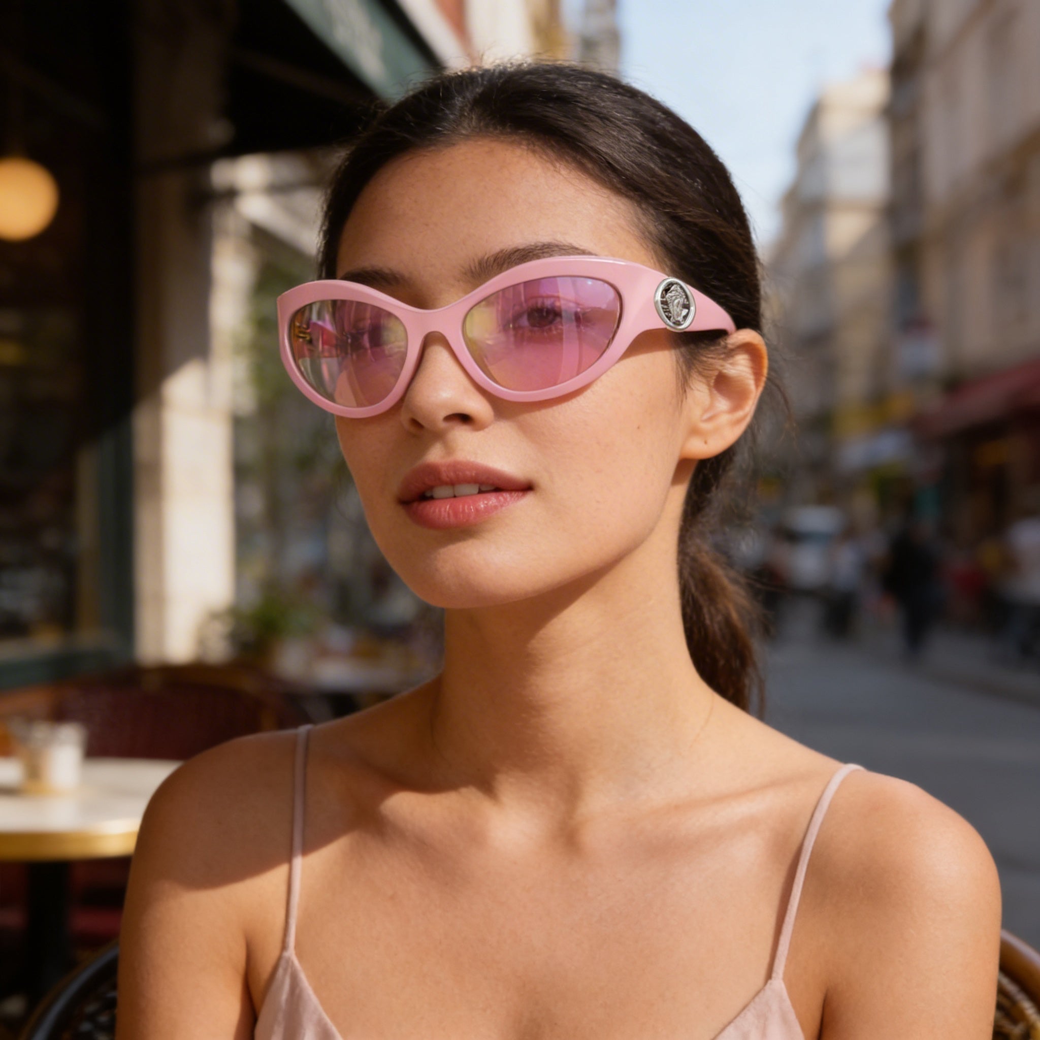 Versace Glam Women's Pink Mirror Rose Gold Acetate Polarized UV Protection 59mm Sunglasses, Photo 6