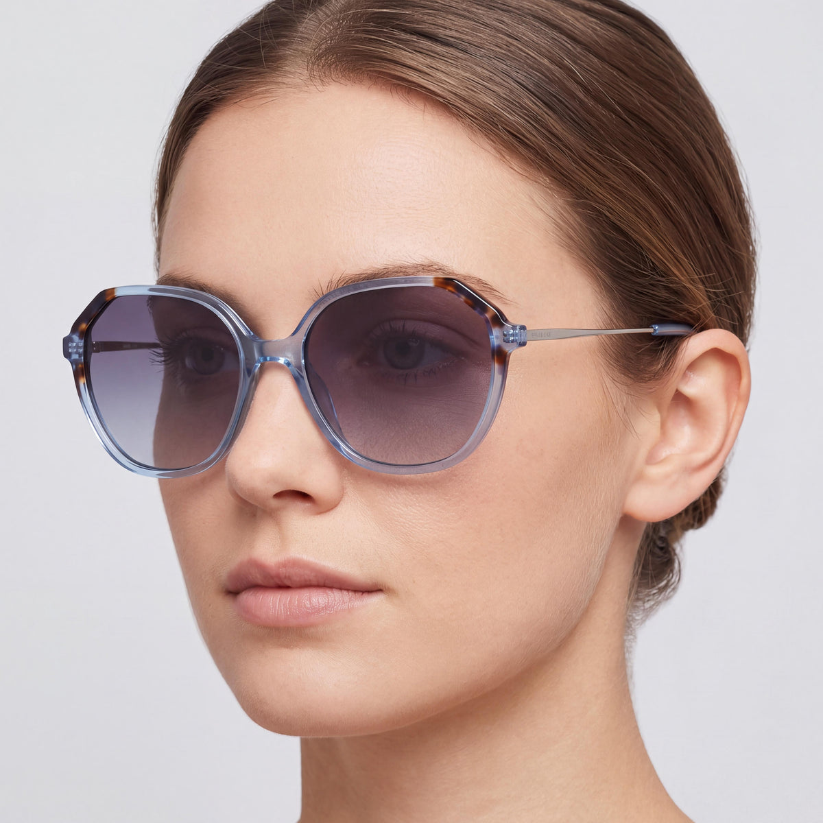 Anne Klein Ak7075 Women's Blue Plastic Square Sunglasses with Grey Gradient Lenses UV Protected 55mm, Photo 4