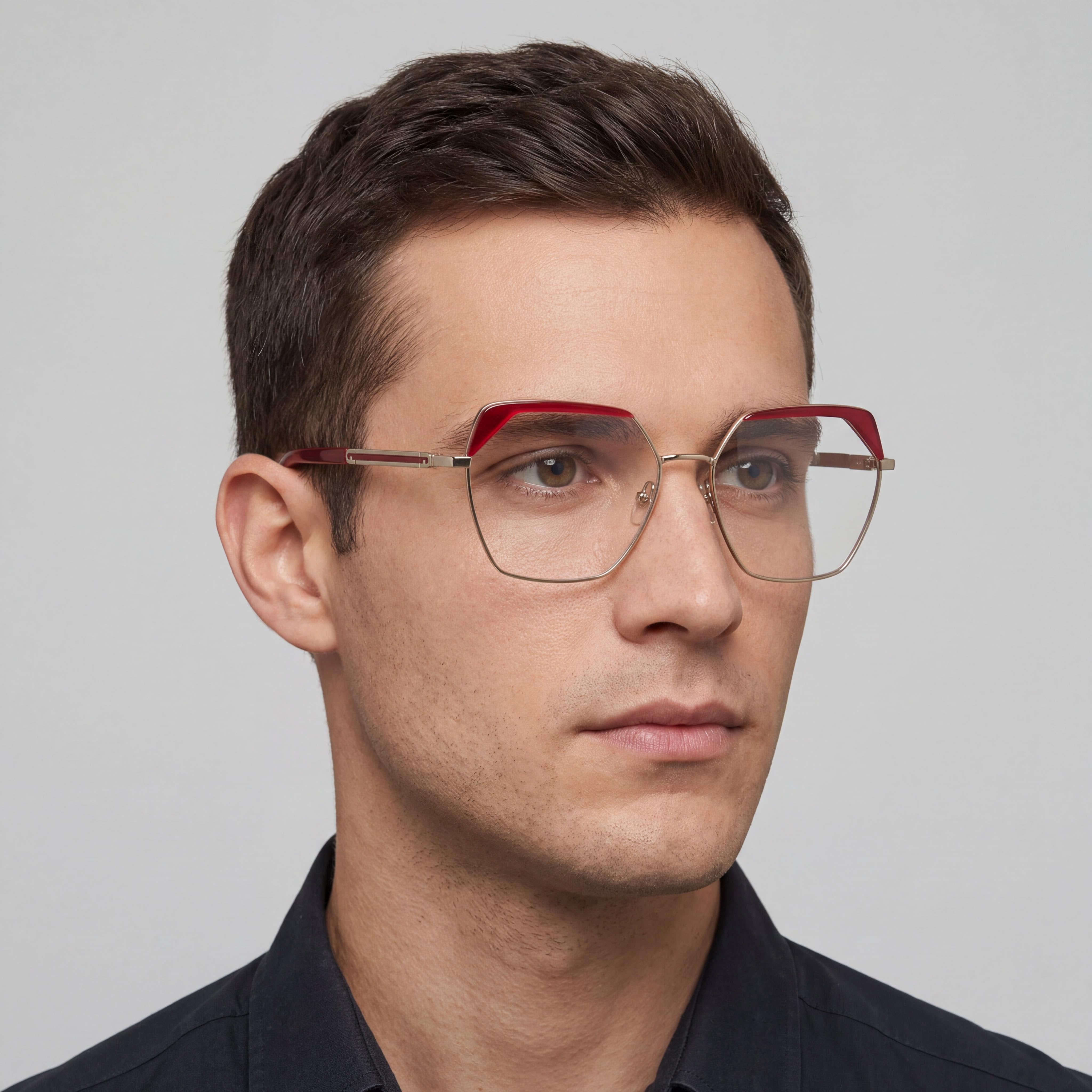 Furla VFU674V Oro Chiaro Lucido Square Eyeglasses for Men, Metal 55mm, Photo 4