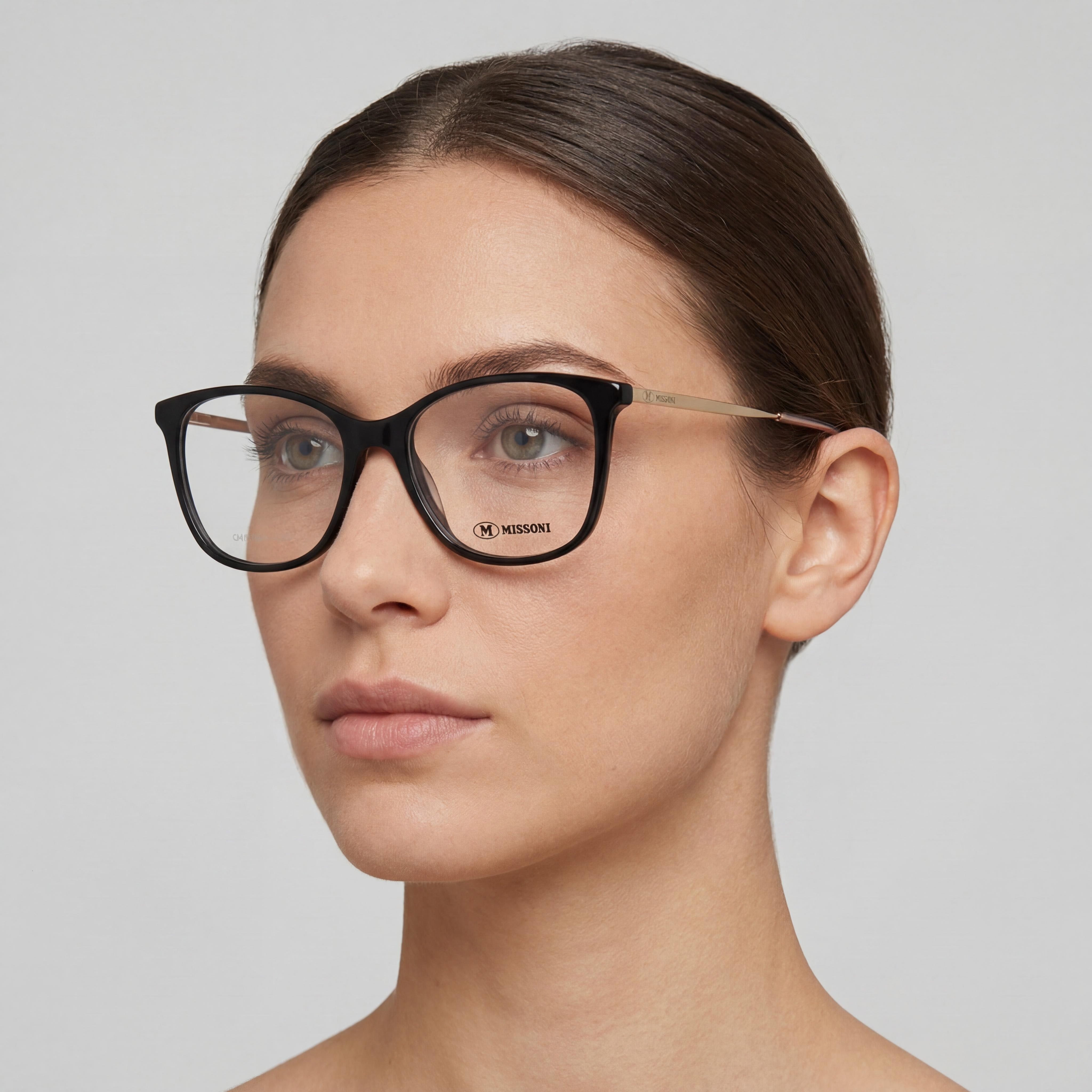 M Missoni Women's Eyewear Black Acetate Rectangular Optical Frames Size 54mm Lens, 16mm Bridge, 145mm Temple, Photo 4