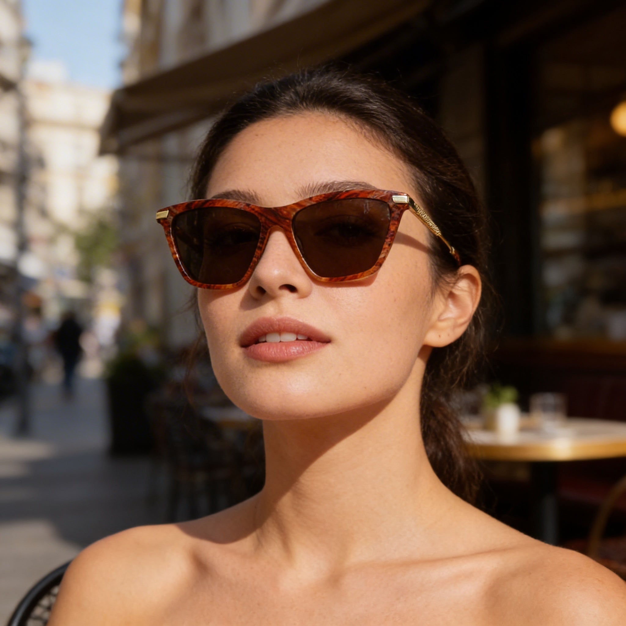 Gafas de sol modernas Victoria Beckham para mujer con montura de acetato en color ámbar y lentes de policarbonato de 57 mm., Photo 5