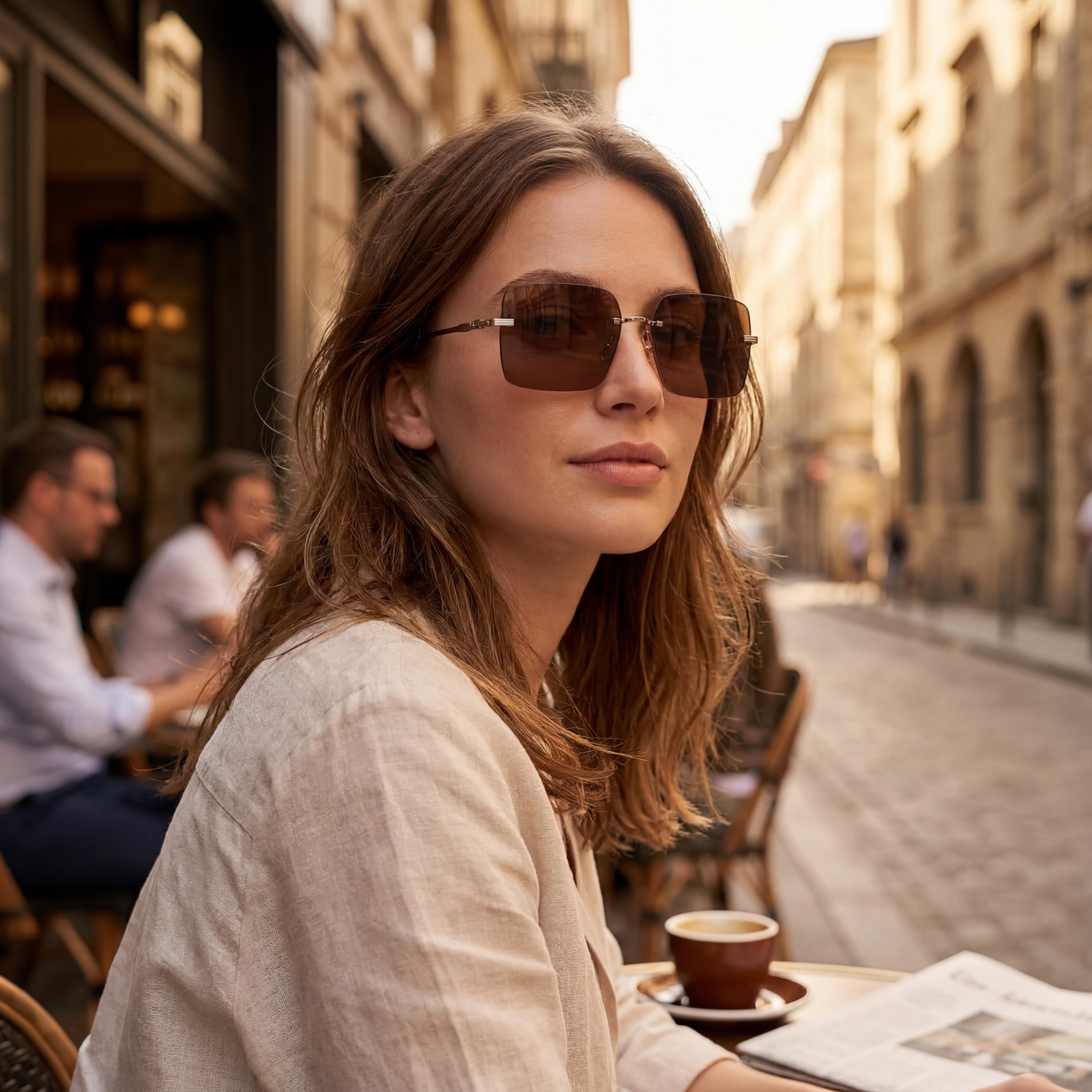 Salvatore Ferragamo SF311S Gafas de Sol Cuadradas de Metal con Protección UV para Mujer Oro Rosa/Marrón 60mm, Photo 6