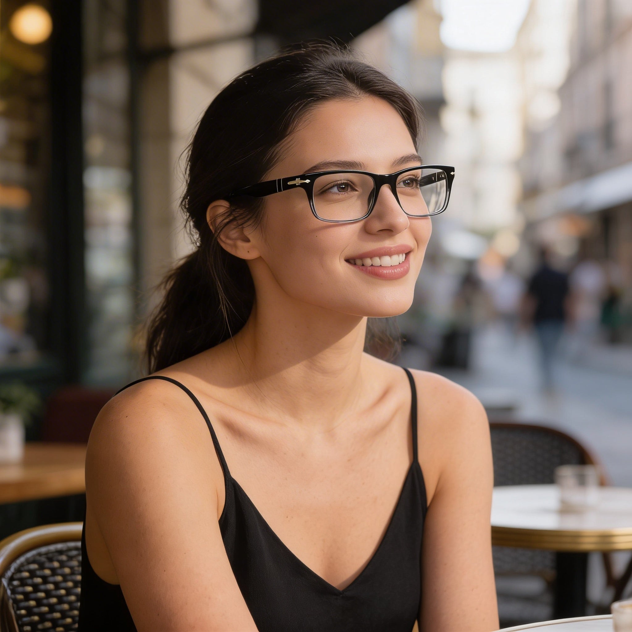 Gafas de acetato rectangulares Persol Po3050v para mujer, color negro, con lentes de demostración (53-18-140 mm), Photo 4