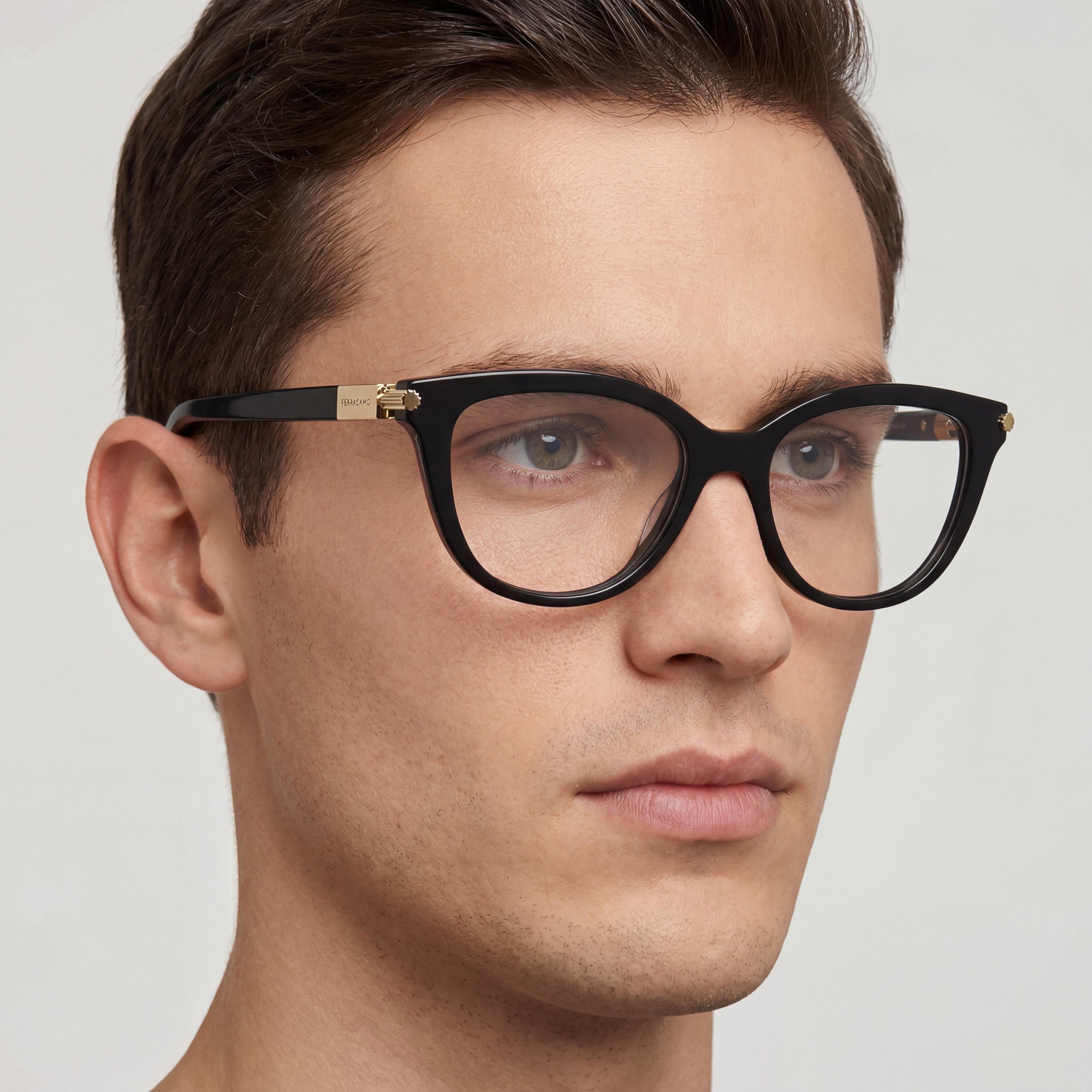 Salvatore Ferragamo Modern SF2974 Black Cat Eye Style Plastic Frame Demo Eyeglasses for Men 52mm, Photo 4