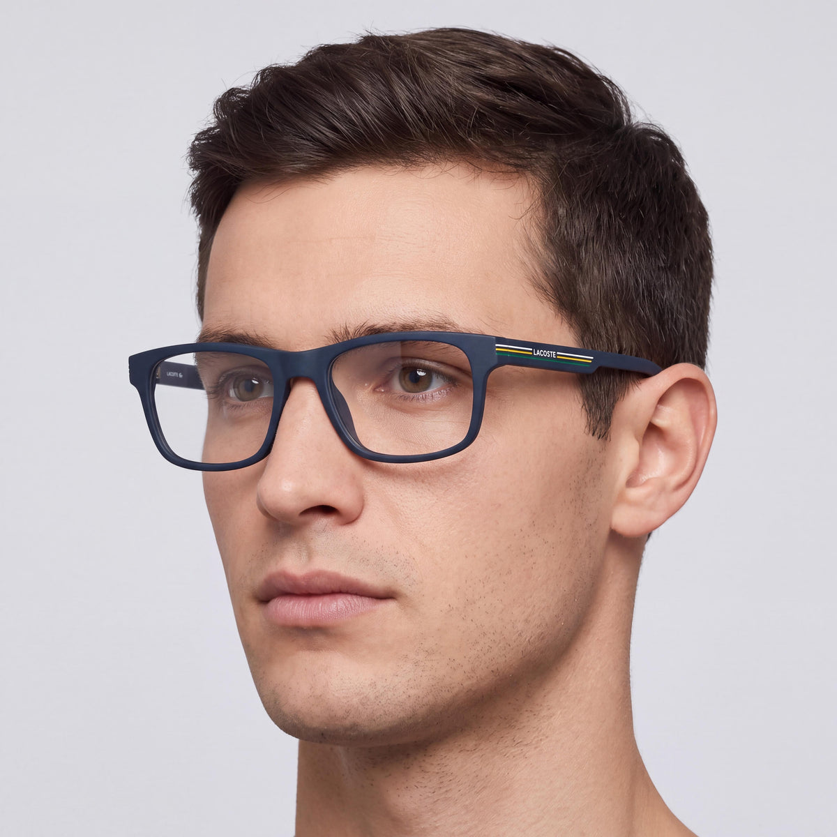 Lacoste Casual Ophthalmic Eyeglasses for Men with Matte Blue Frame and Transparent Plastic Lenses 55-18-145, Photo 5