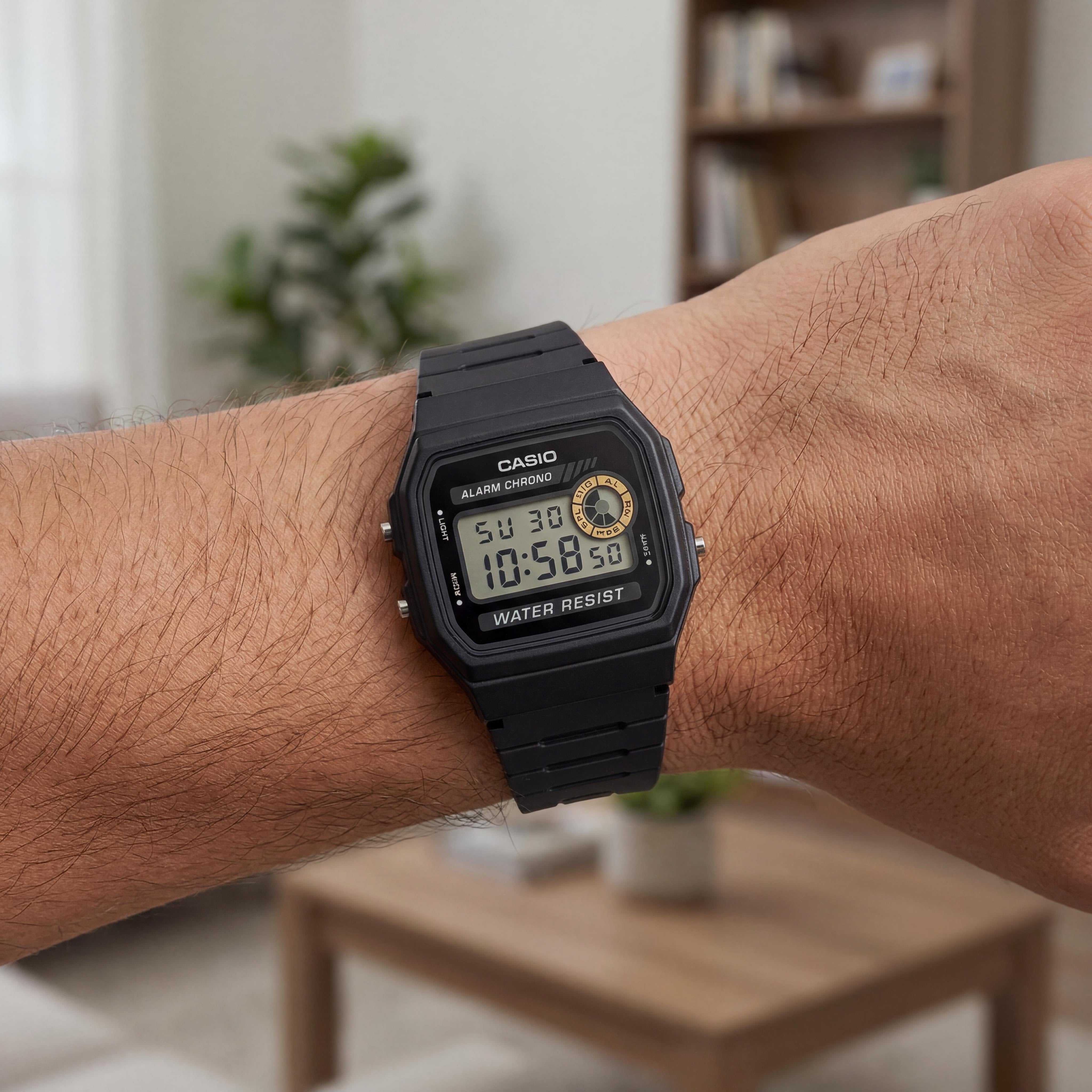 Casio F-94WA-8DG (D052) Reloj de resina negra para hombre, 32mm, Photo 3