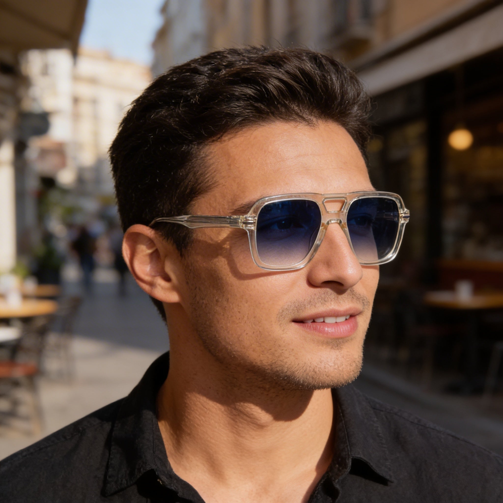 Gafas de sol Carrera de acetato amarillo cuadrado con protección UV y lentes verdes degradadas para hombre 317/S 55 mm, Photo 5