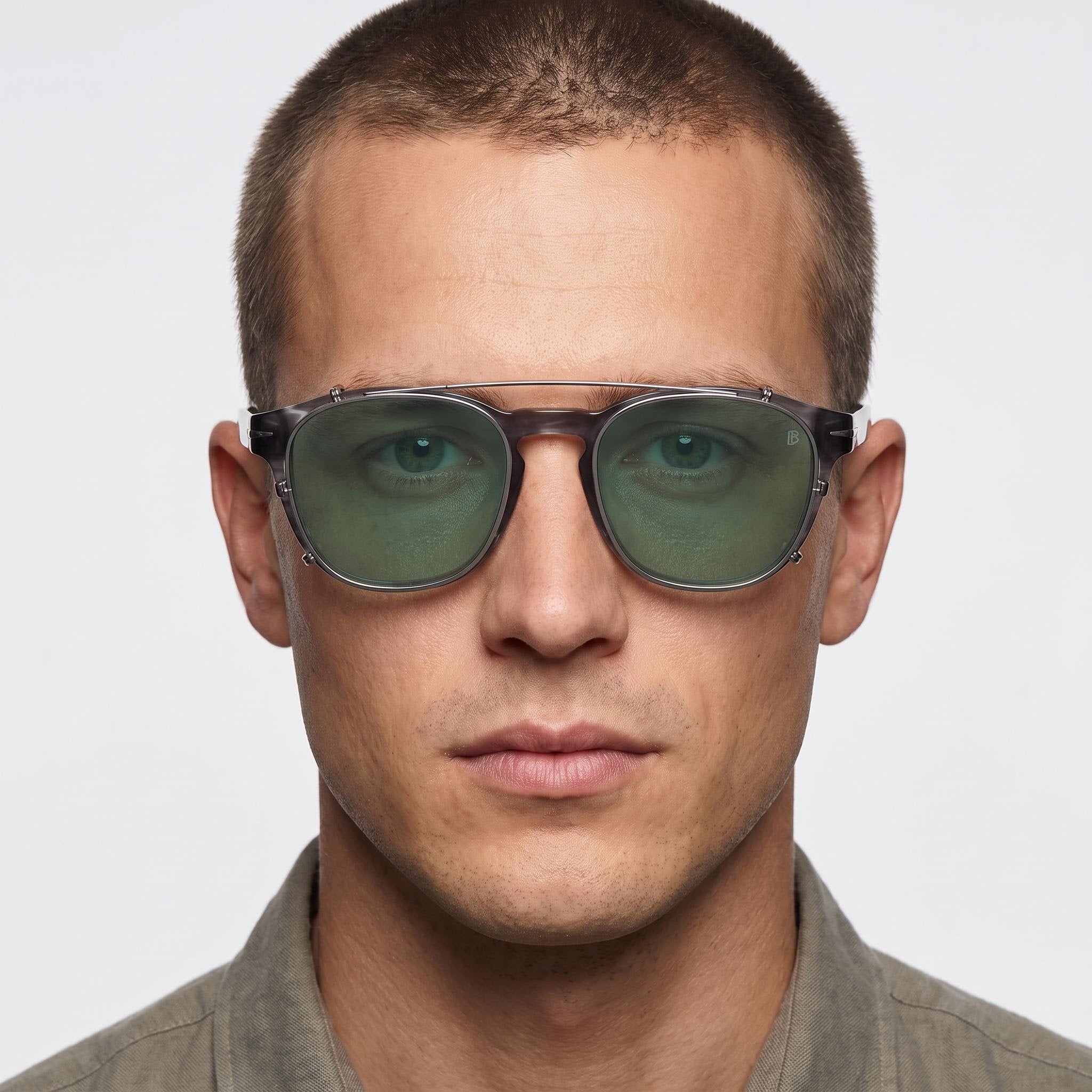 David Beckham Db 1117/Cs Gafas de Hombre con Clip de Aluminio Cuerno Gris Plata con Lentes UV Verdes 50-20-145, Photo 4