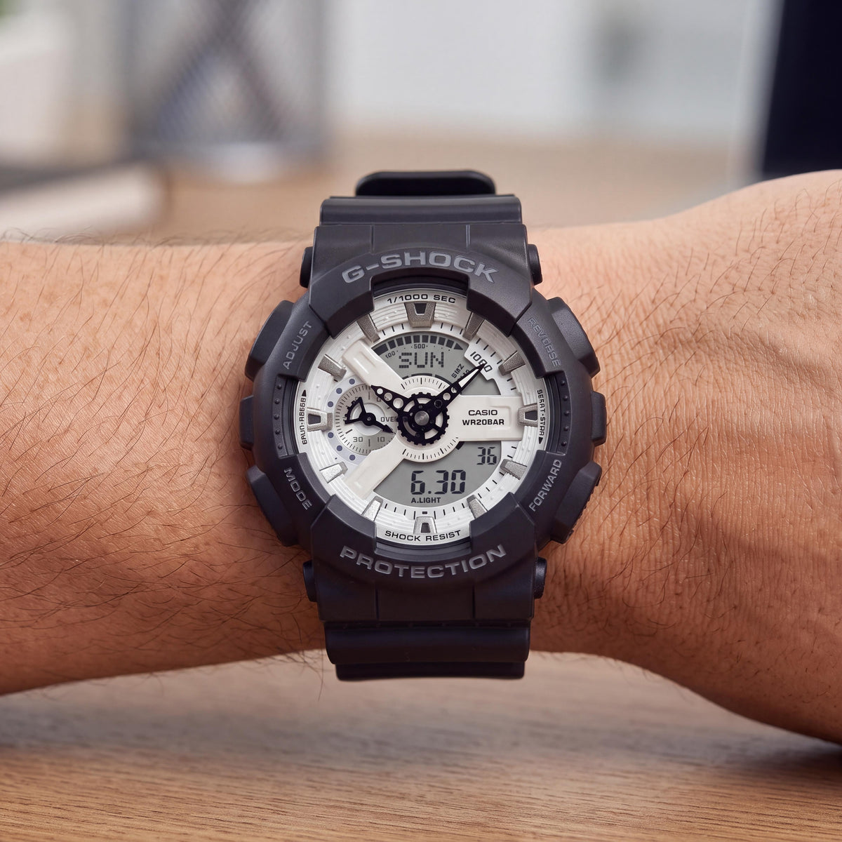 Casio Men’s GA-110WD-1ADR White Dial Black Resin Strap Modern Alarm Chronograph 200m Water Resistant Watch, Photo 2