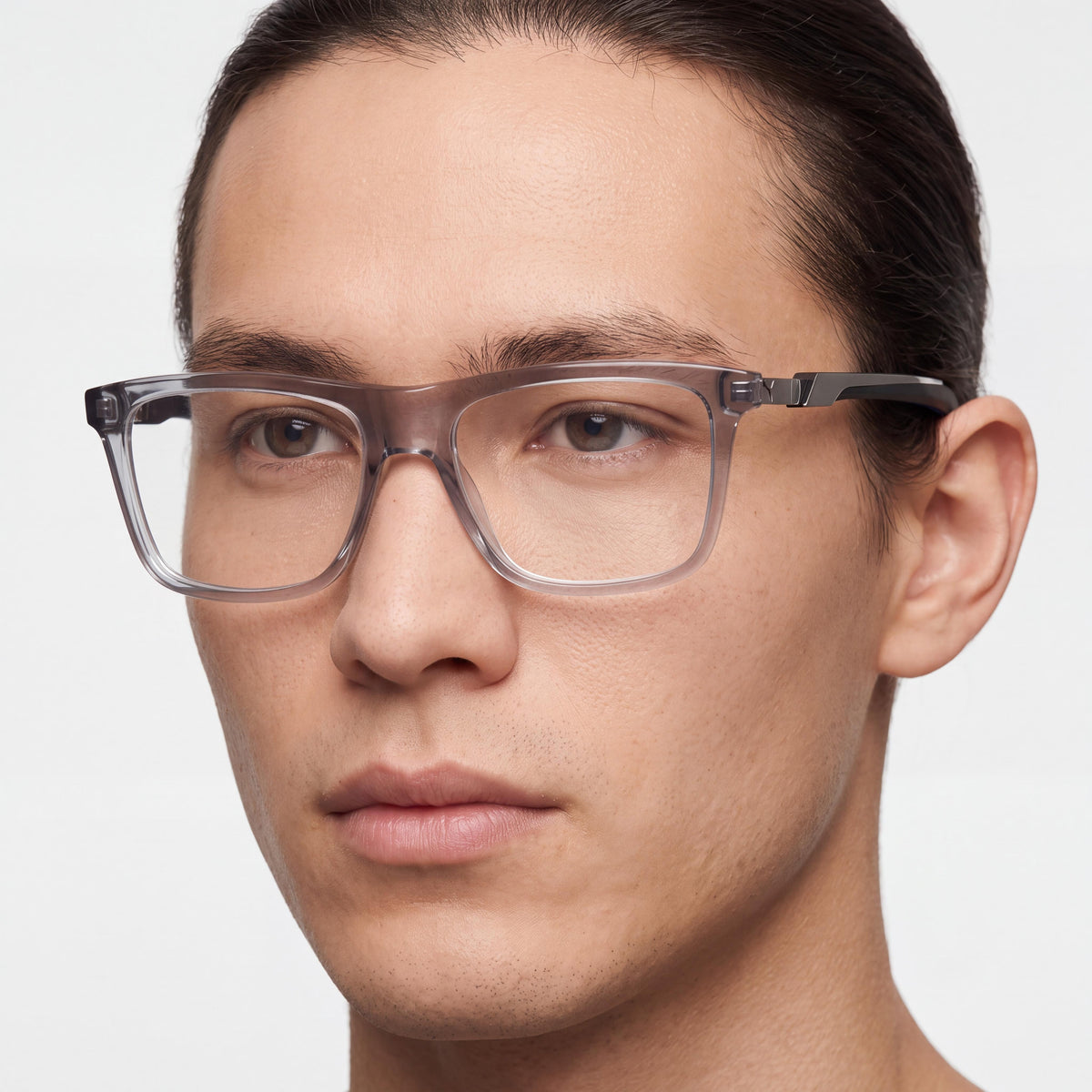 Gafas graduadas unisex PUMA 0379o-003 de estilo clásico en acetato, color gris transparente y negro, 56-16-140mm, Photo 4
