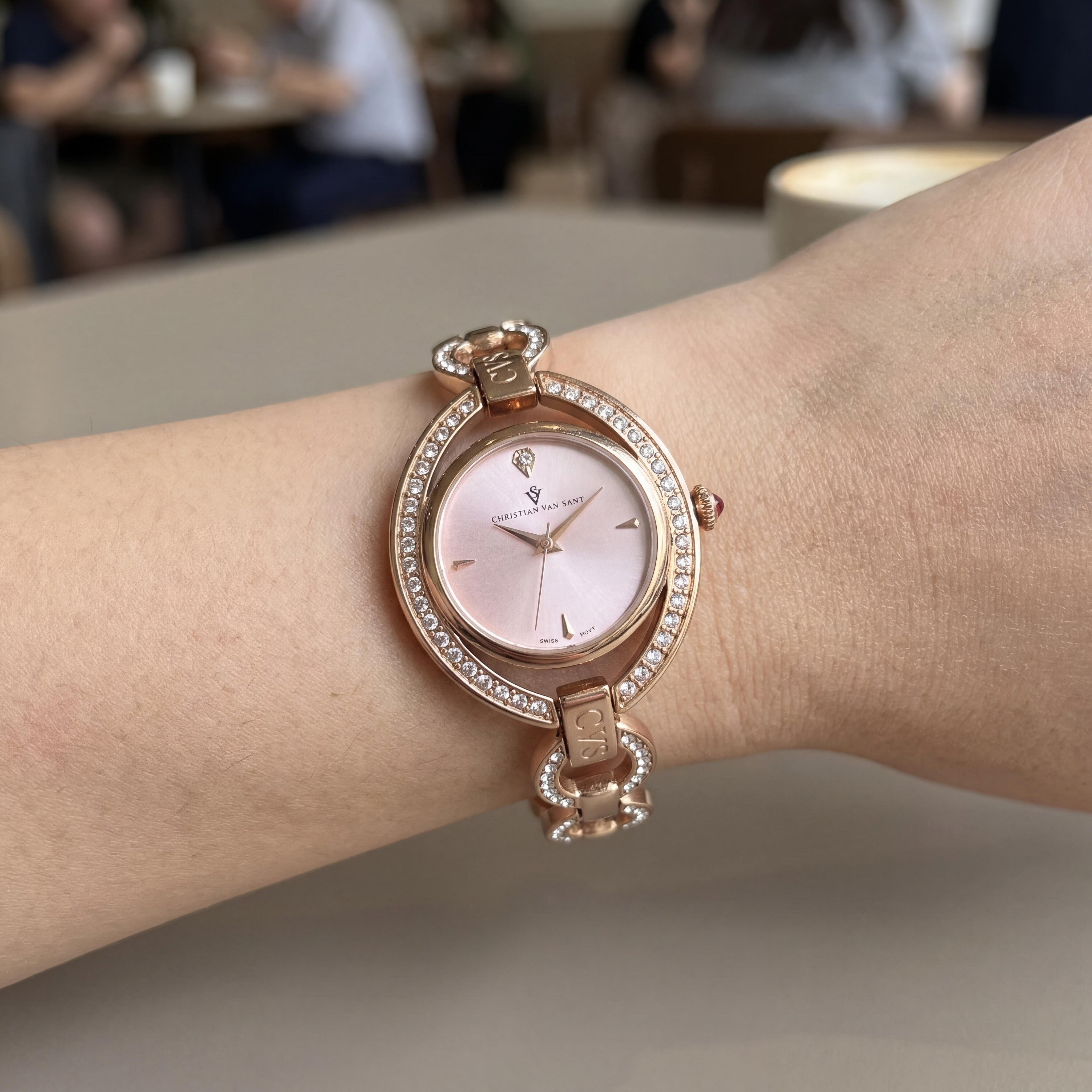 Christian Van Sant CV2936 Women's Rose Gold-Tone Stainless Steel Case & Bracelet Quartz Movement Water Resistant Watch, Photo 4