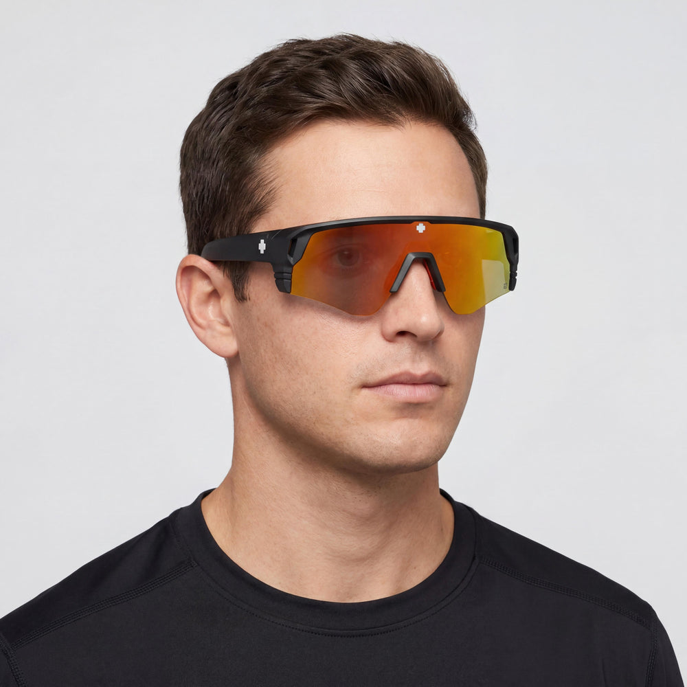 Spy Monolith Speed Unisex Matte Black Happy Boost Polar Orange Mirror UV Protected 142mm Sunglasses