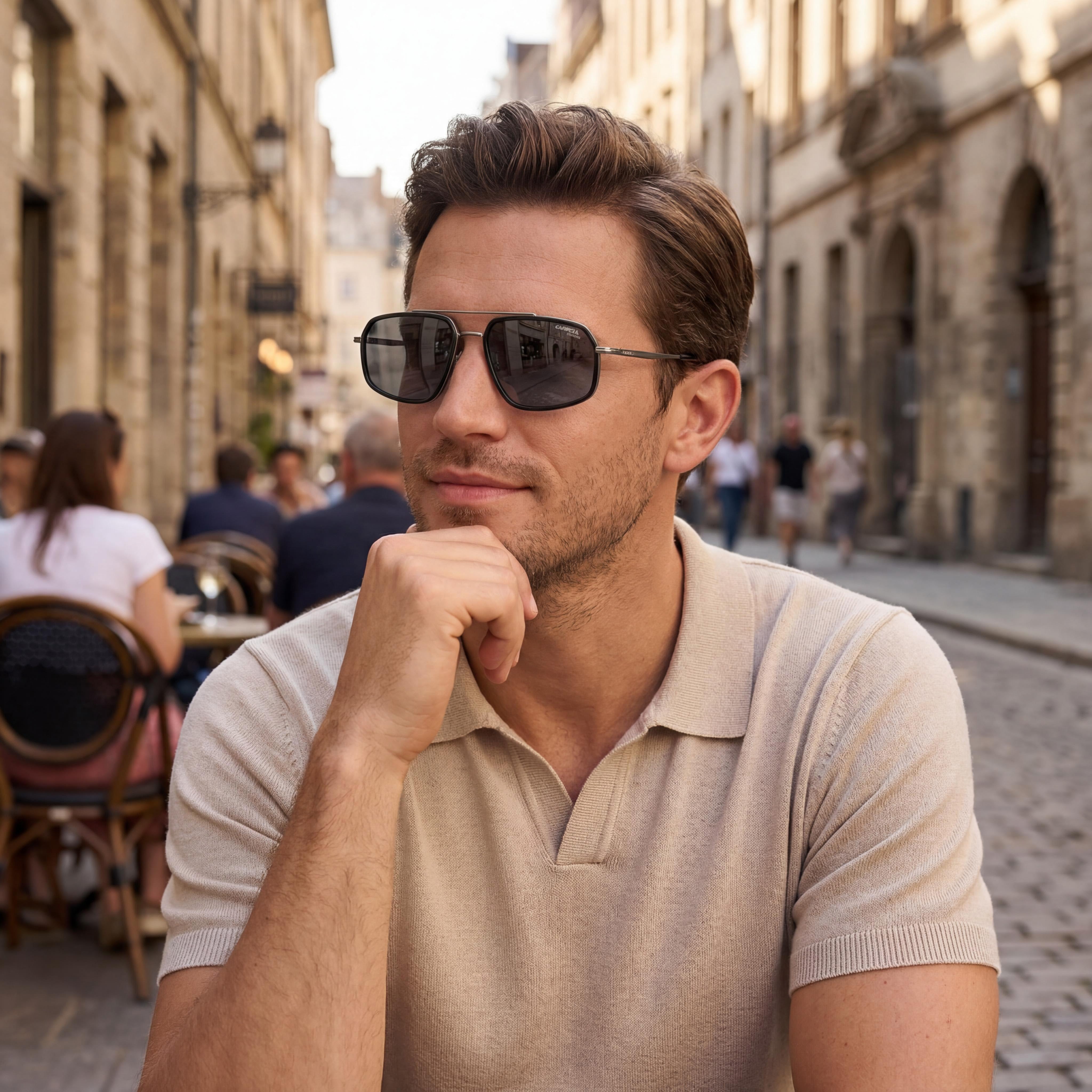 Carrera Classic Men's Metal Frame Sunglasses, Dark Ruthenium Black Frame, Grey Lenses, 58mm, Photo 5