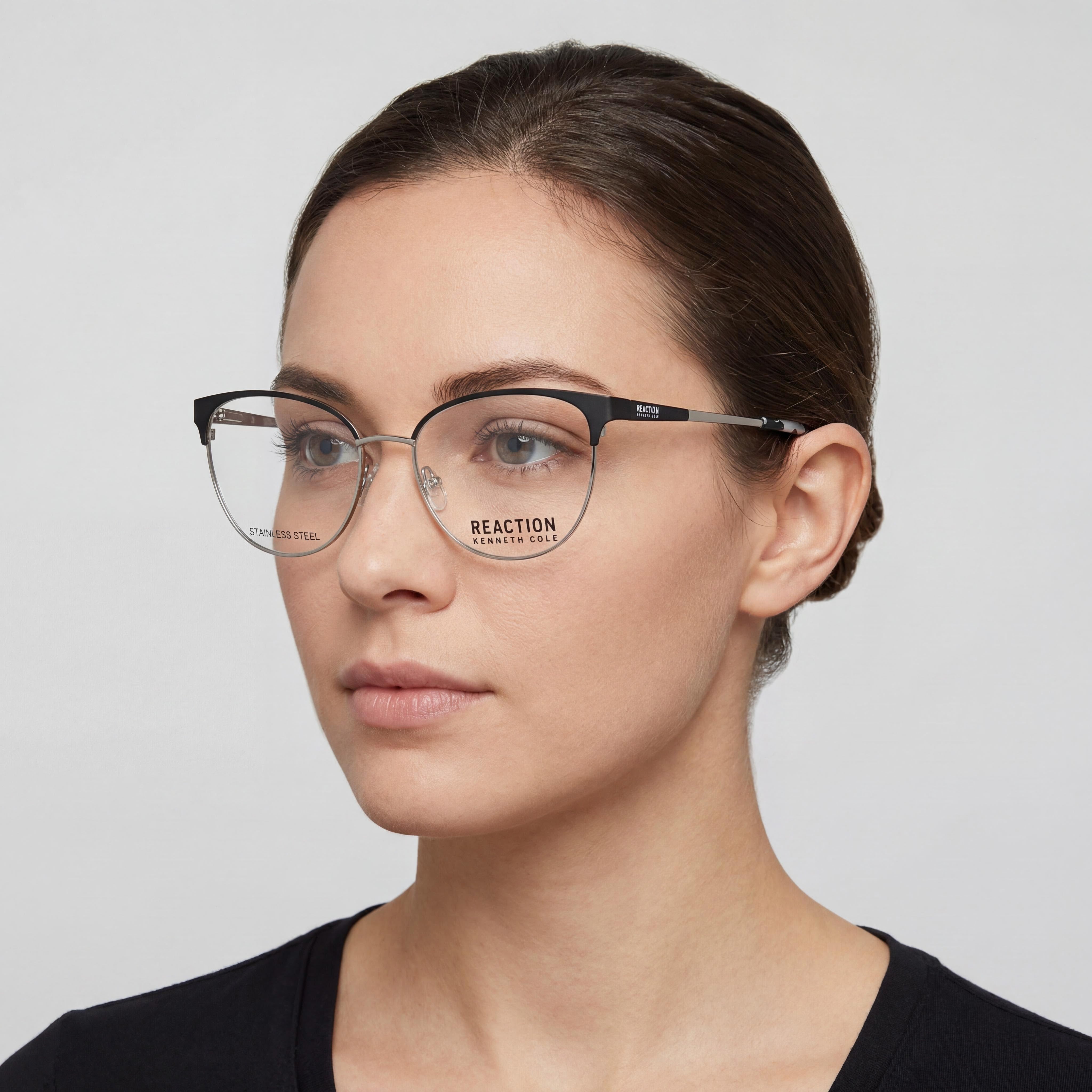 Kenneth Cole Kc0877 Women's Matte Black Metal Frame Optical Eyeglasses with Clear Lenses, Size 53-16-145, Photo 4