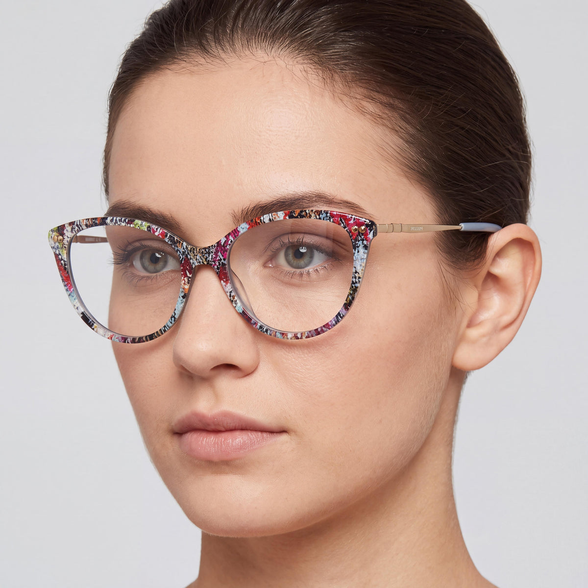 Monturas ópticas casuales para mujer M Missoni MIS 0109 de acetato, color marrón verde, policarbonato, no polarizadas, 54 mm, Photo 3