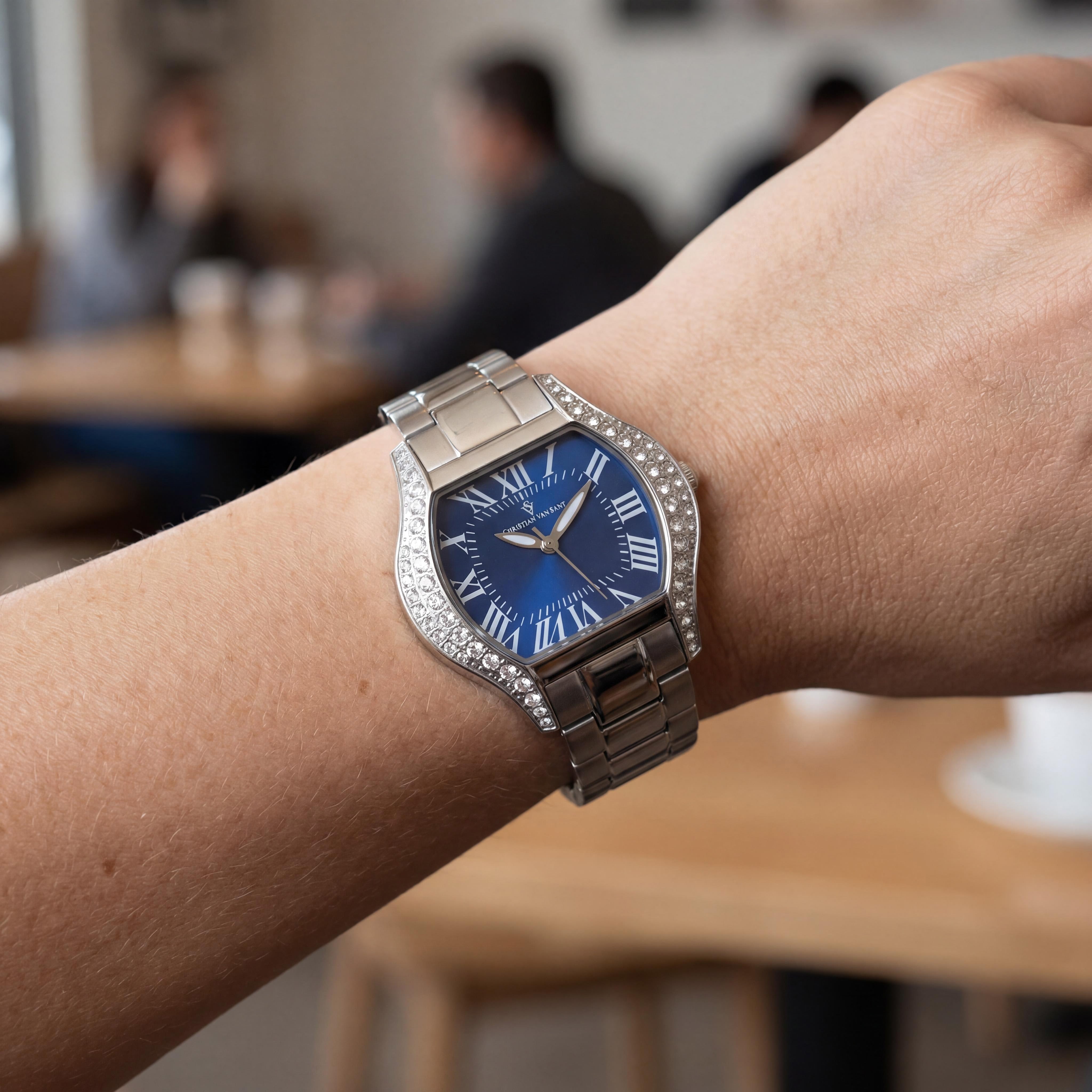 Christian Van Sant CV1832 Women's Bracelet Watch, Stainless Steel Case & Bracelet, Blue Dial, Water Resistant, Photo 4