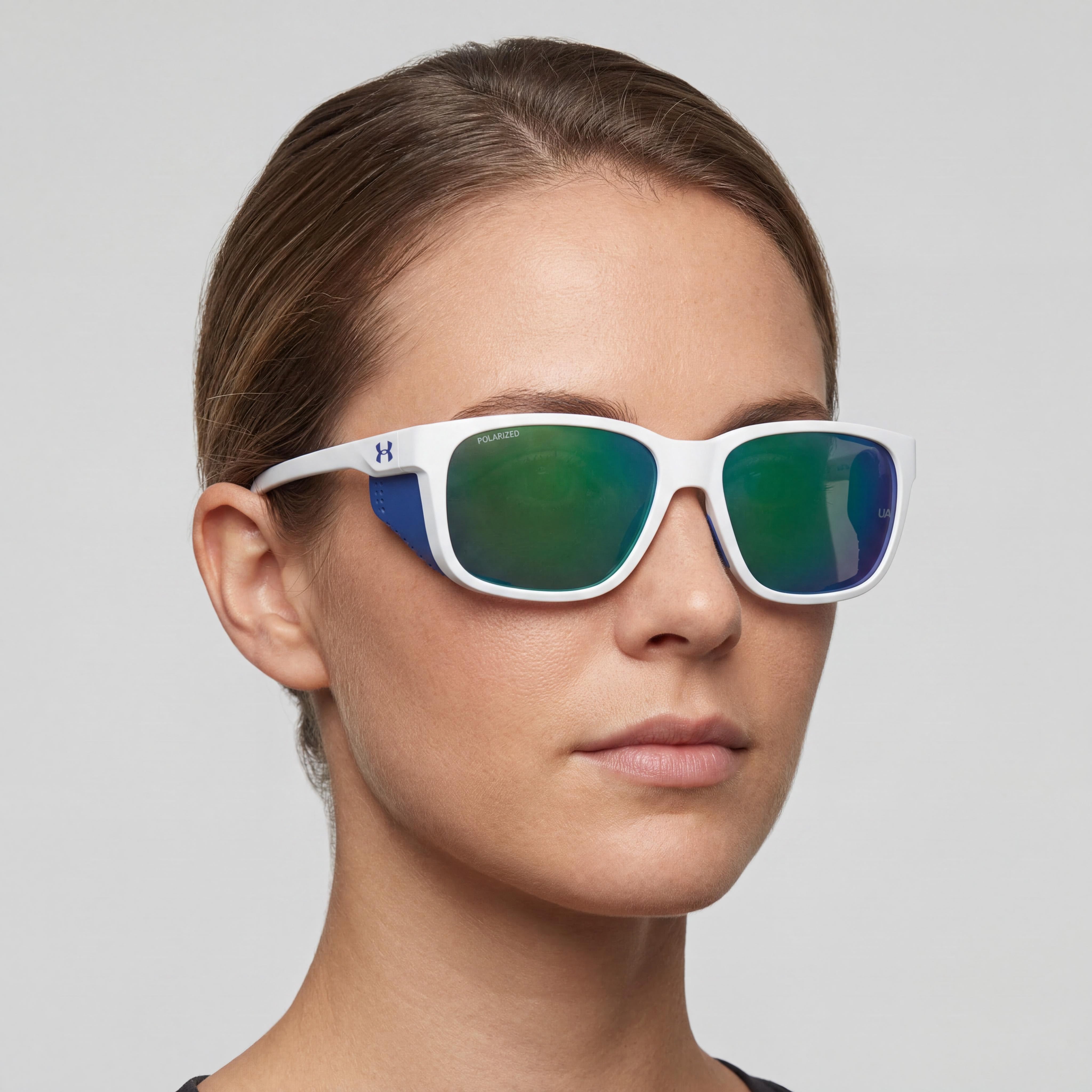 Gafas de sol Under Armour para exteriores para mujer con montura de poliamida, polarizadas, con protección UV, color blanco, azul y verde, 58 mm, Photo 3