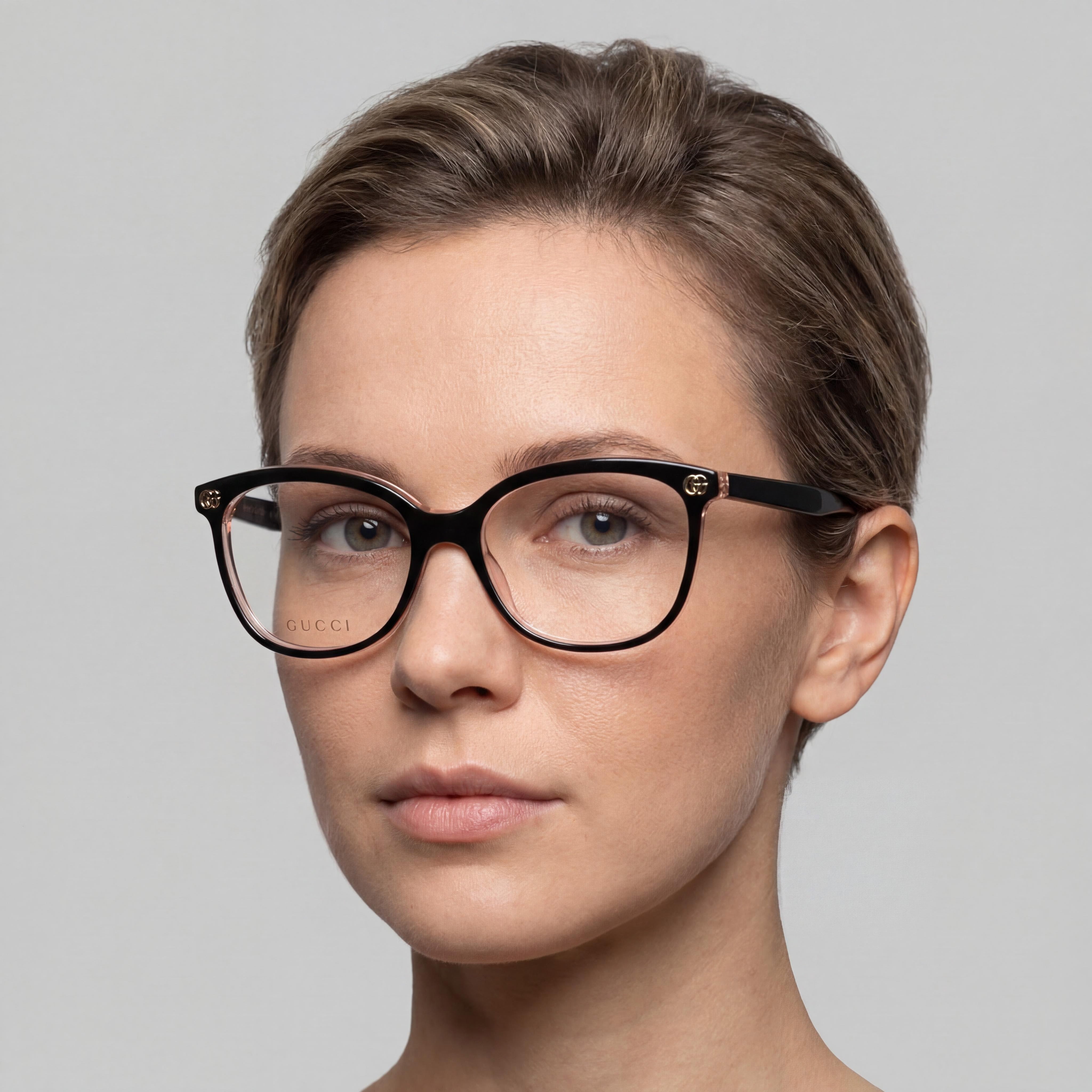 Gucci Women's Circular Cat-Eye Black Transparent Tortoise Optical Frames, Ready for Prescription Lenses, Photo 3