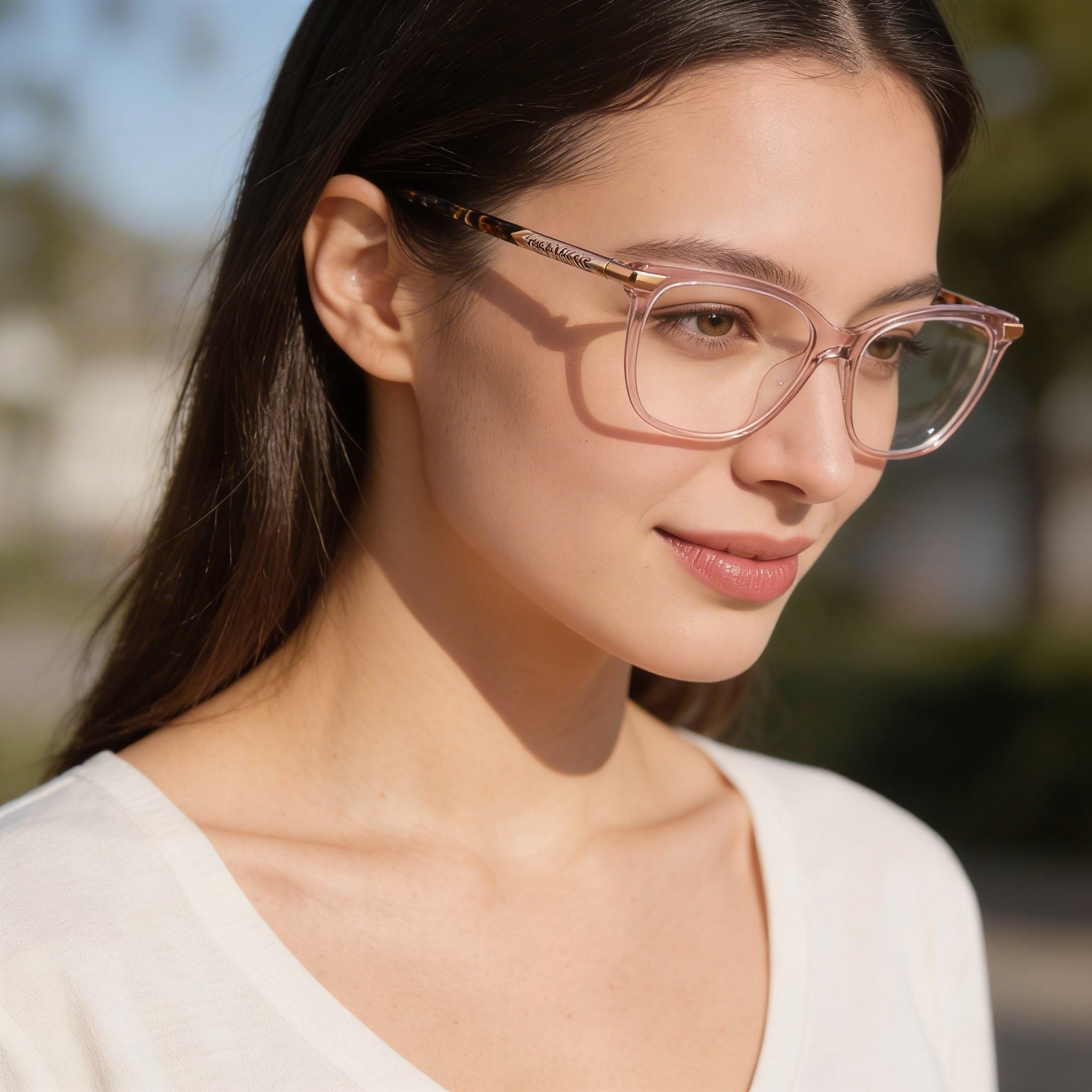 Gafas de sol modernas para mujer rag & bone con montura de acetato beige y lentes de policarbonato beige, ancho de lente de 53 mm, Photo 3