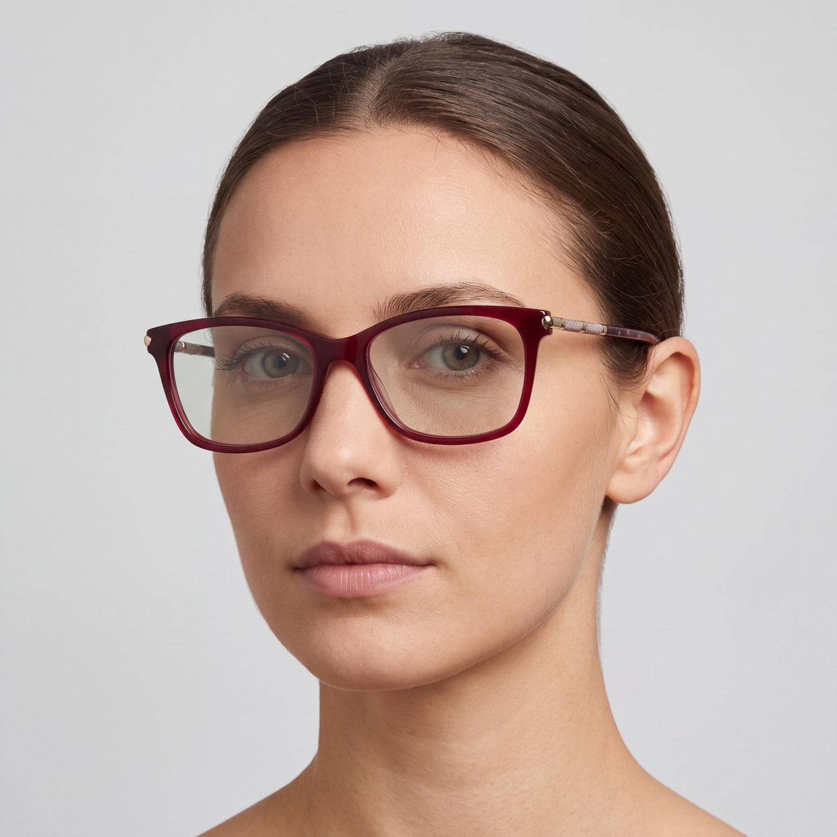 Carolina Herrera 0198 Women's Classic Style Plastic Sunglasses in Burgundy Gold, 53mm Lens Width, Photo 3