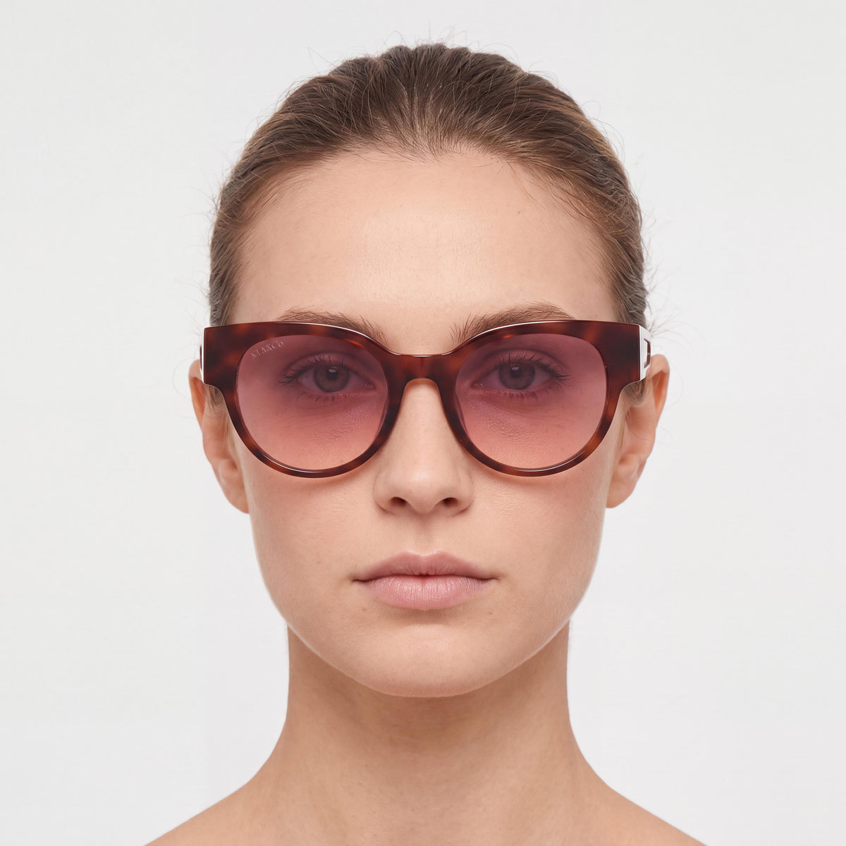Max & Co. Modern Women's Sunglasses, Zwart Glossy Injected Frame with Purple UV Lenses, 50mm, Photo 3
