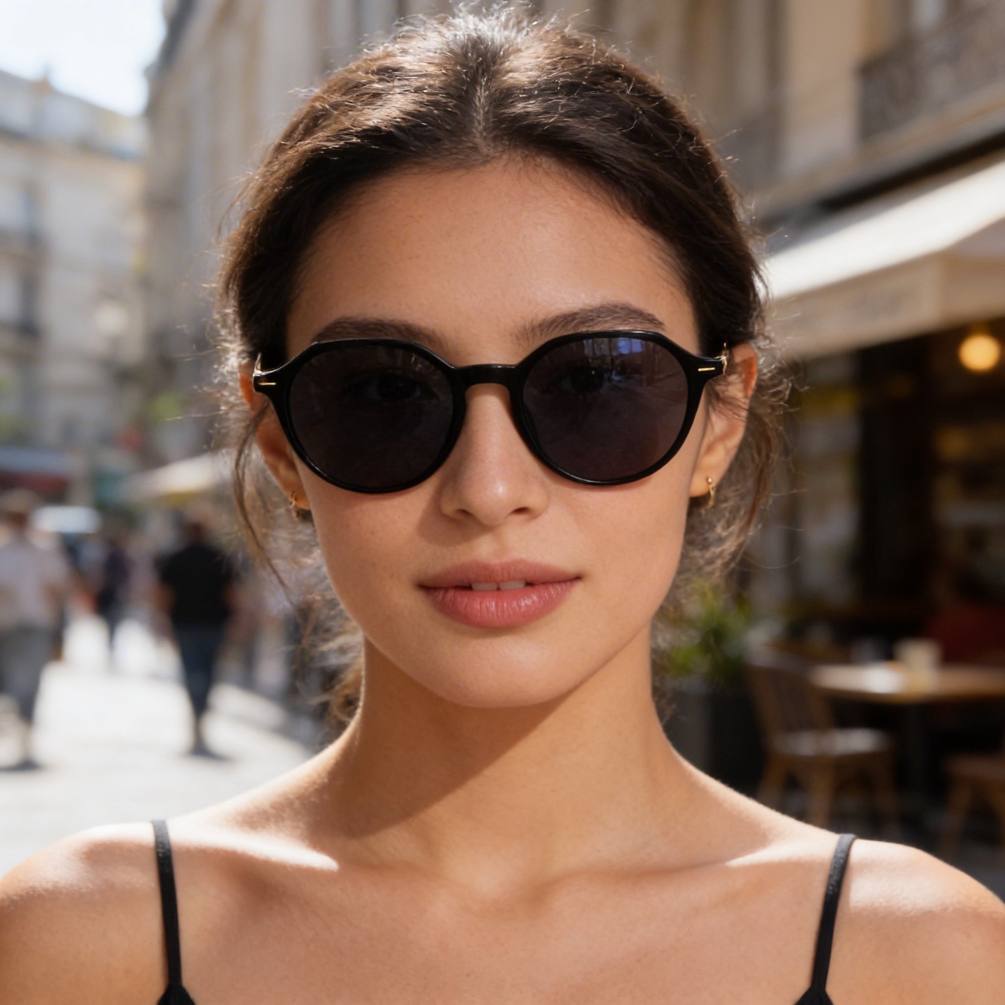 Hugo Boss Light & Minimal Women's Lightweight Acetate Sunglasses, Black Crystal Grey Frame with Grey Lenses, 51mm, Photo 4