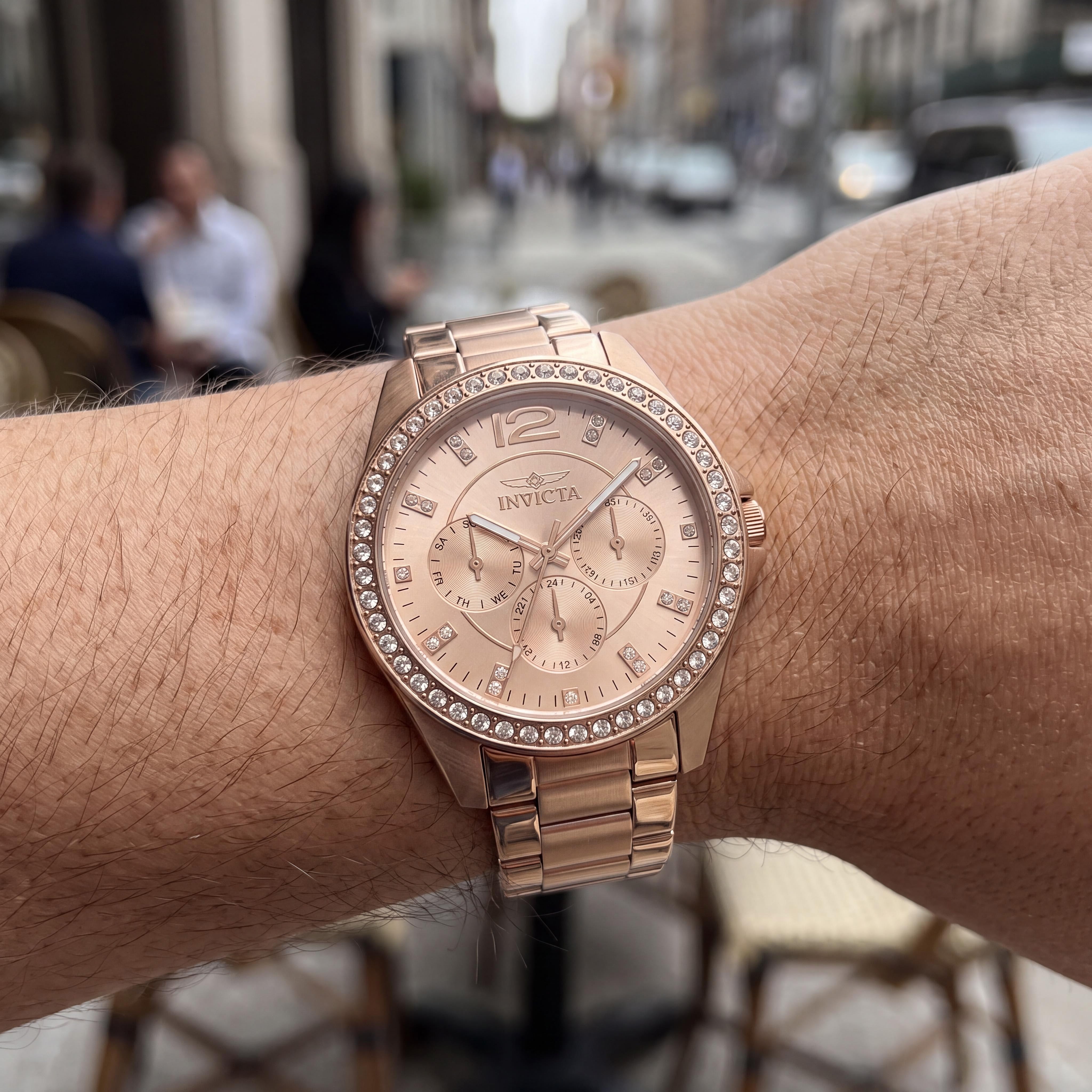 Invicta Angel 50111 Women's Rose Gold Dial Stainless Steel Bracelet Chronograph Quartz Movement Watch 38mm, Photo 4