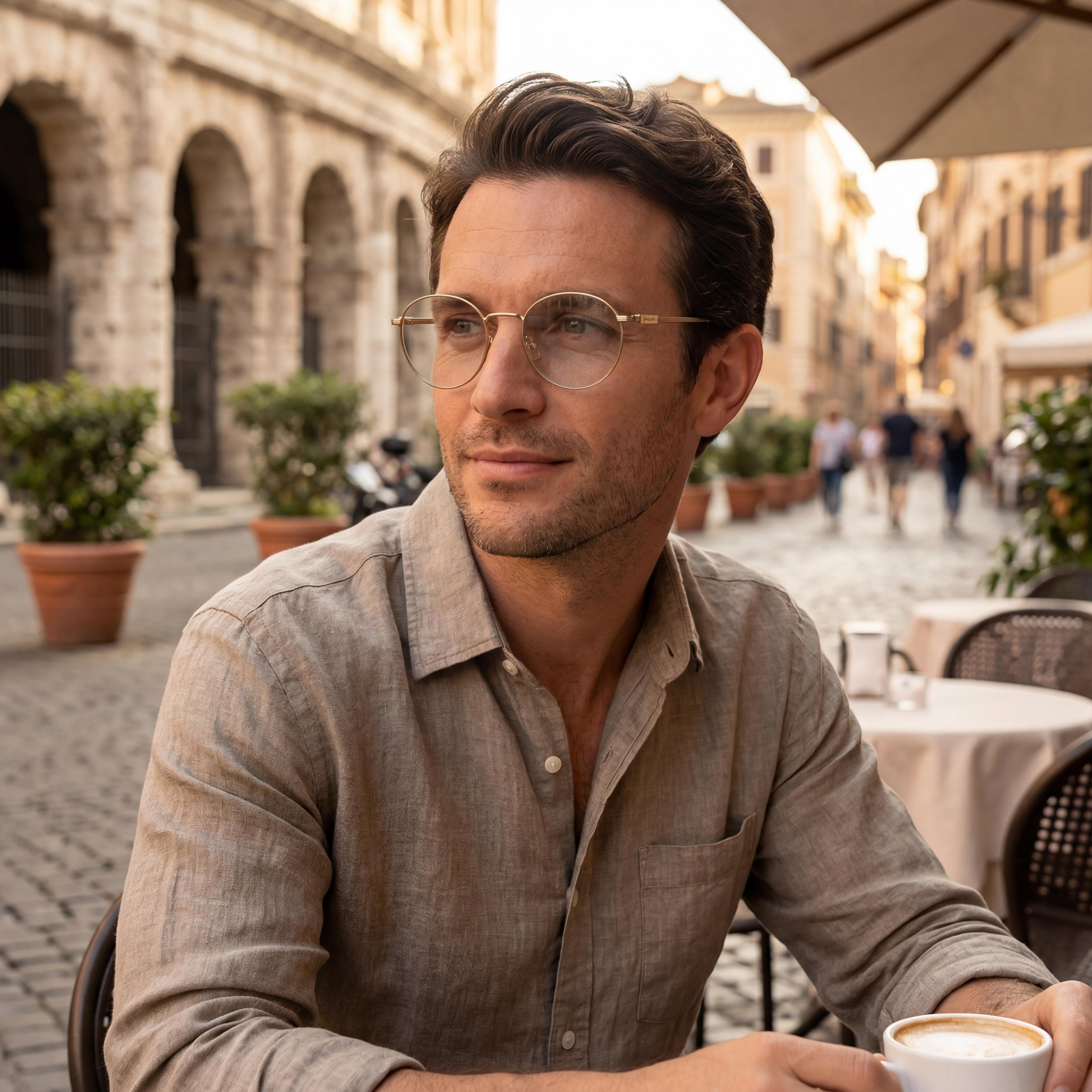 Gafas Salvatore Ferragamo para hombre Sf2229 de metal con montura multicolor, lentes doradas y protección UV, 50 mm, Photo 5