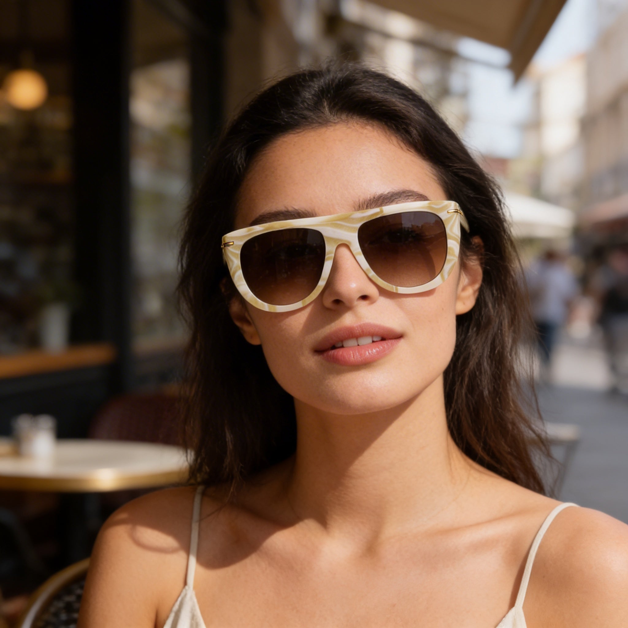 Hugo Boss Modern Women's Pearled Beige White Ecological Oil Frame UV Protection Sunglasses 56mm, Photo 5