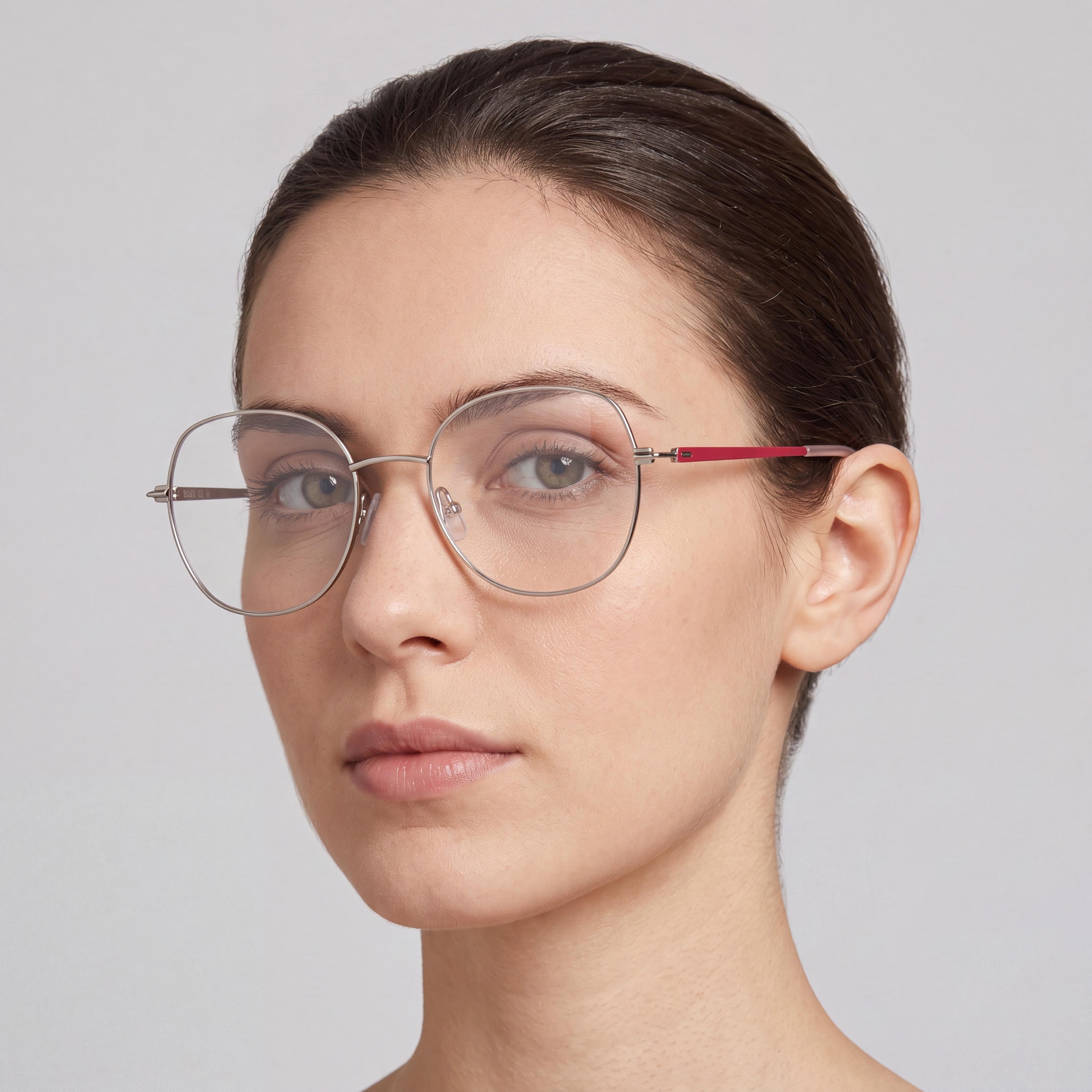 BOSS Audio Systems Women’s Modern Alloy Steel Silver Pink Non-polarized Polycarbonate Eyeglasses 52mm, Photo 4