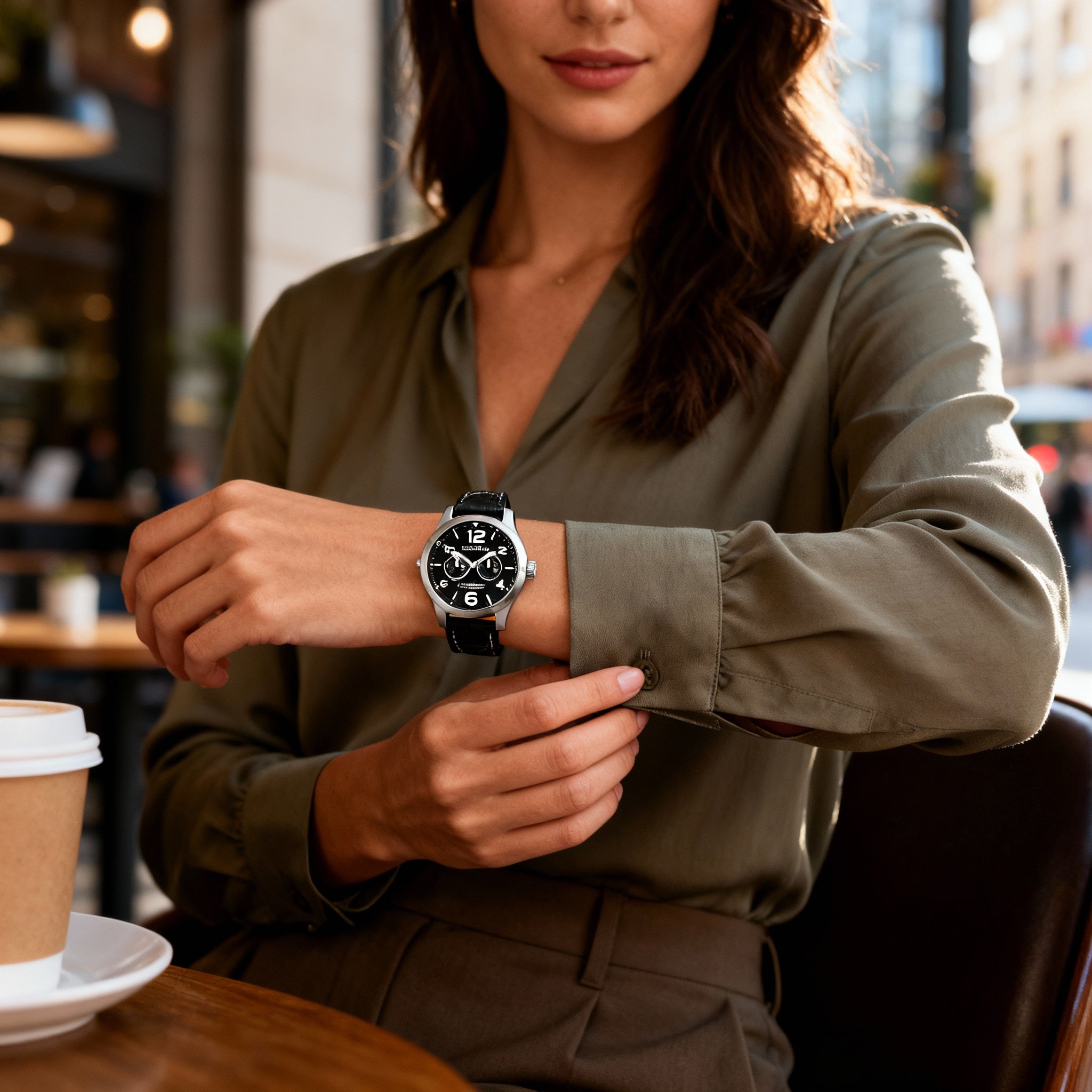 Reloj Invicta I Force Military 0764 para hombre, esfera negra, luminoso, de cuarzo, acero inoxidable y cuero, 48 mm, Photo 5