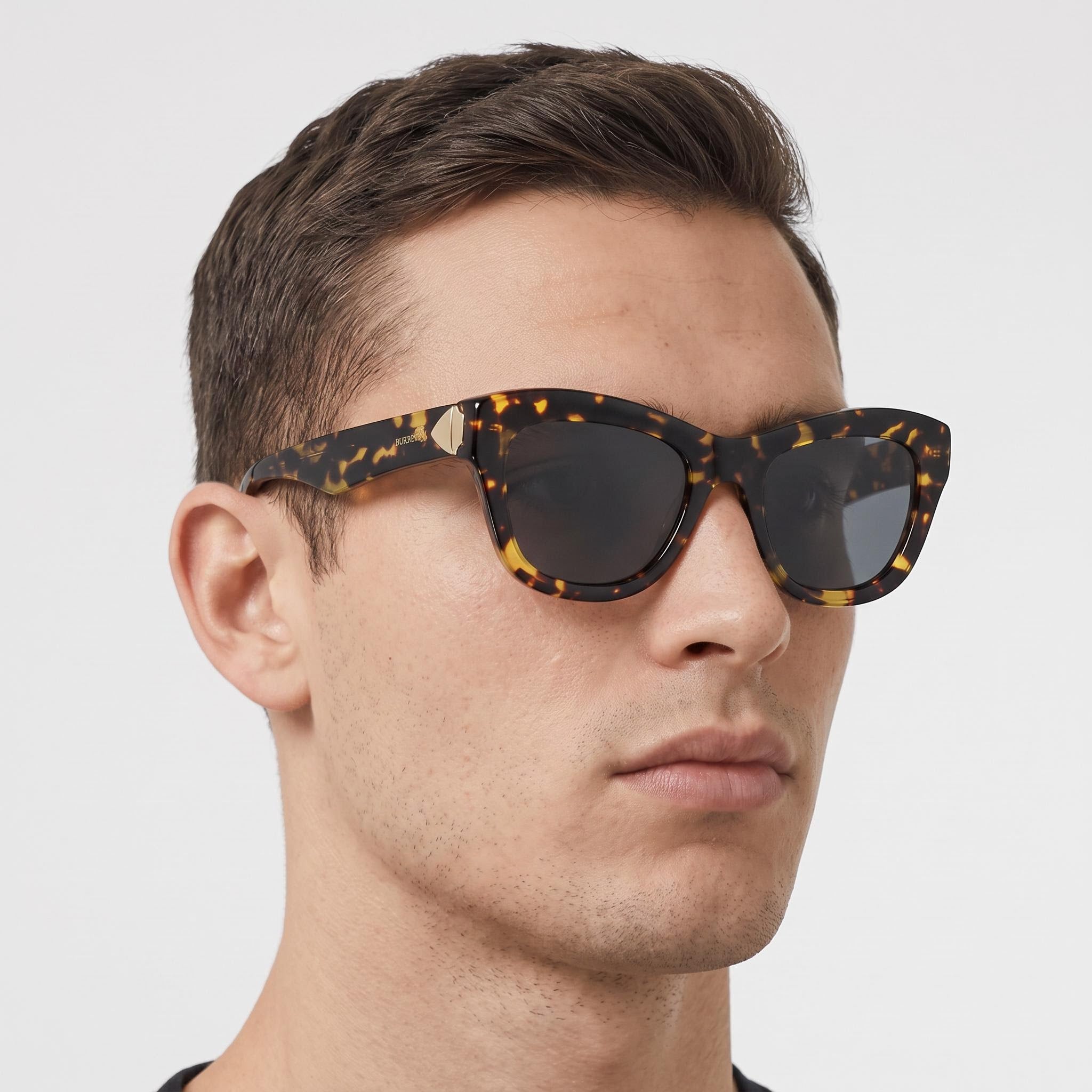 BURBERRY Classic Unisex Tortoise Acetate Dark Grey Lens UV Protection Sunglasses 51mm, Photo 4