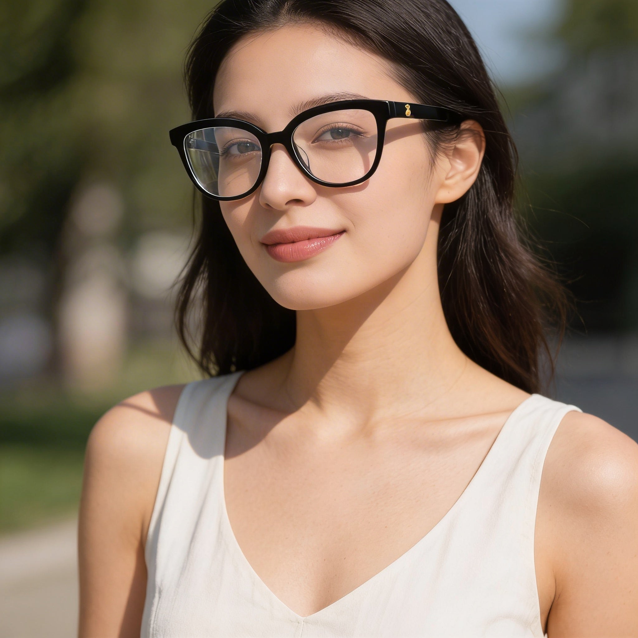 TOUS Casual Fashion Women’s Cellulose Acetate Glossy Black Eyeglasses, Prescription Ready, Transparent Demo Lenses, Size 50-17-135, Photo 5