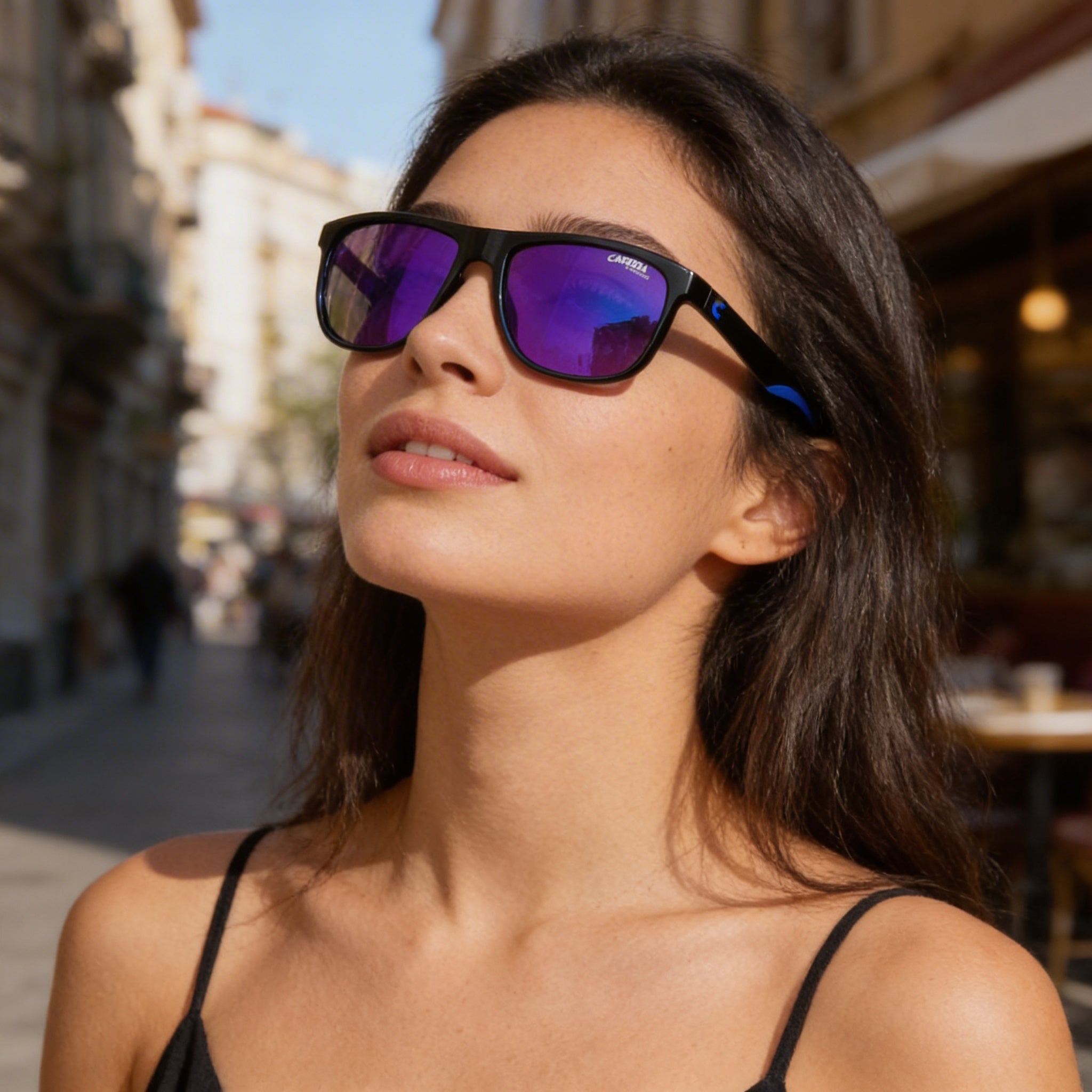Carrera Modern Women's Black Blue Polyamide Frame Sunglasses with 100% UV Protection 58mm, Photo 5