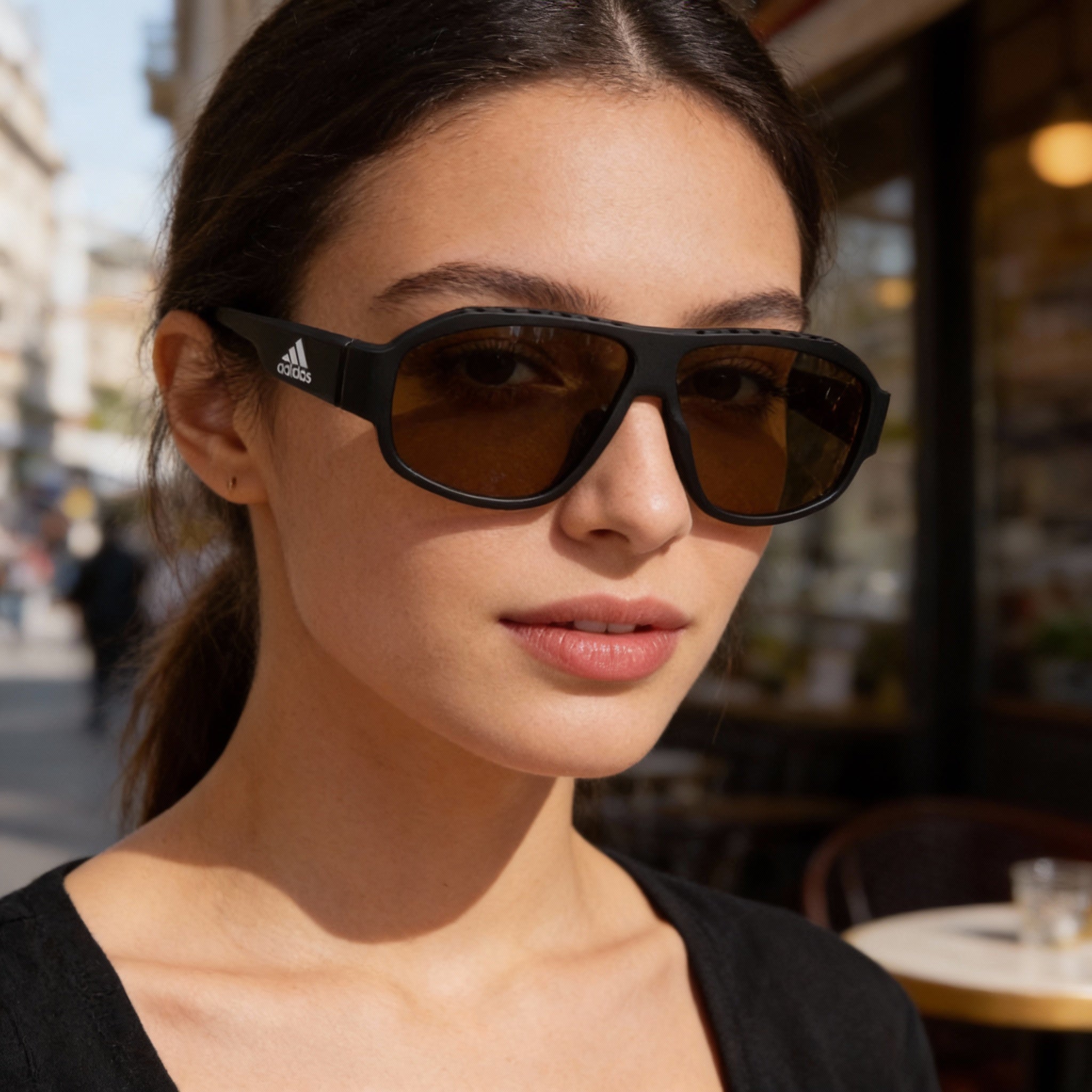 adidas Contemporary Unisex Matte Black Plastic Brown Polarized UV Protection Sporty Sunglasses 62mm, Photo 6